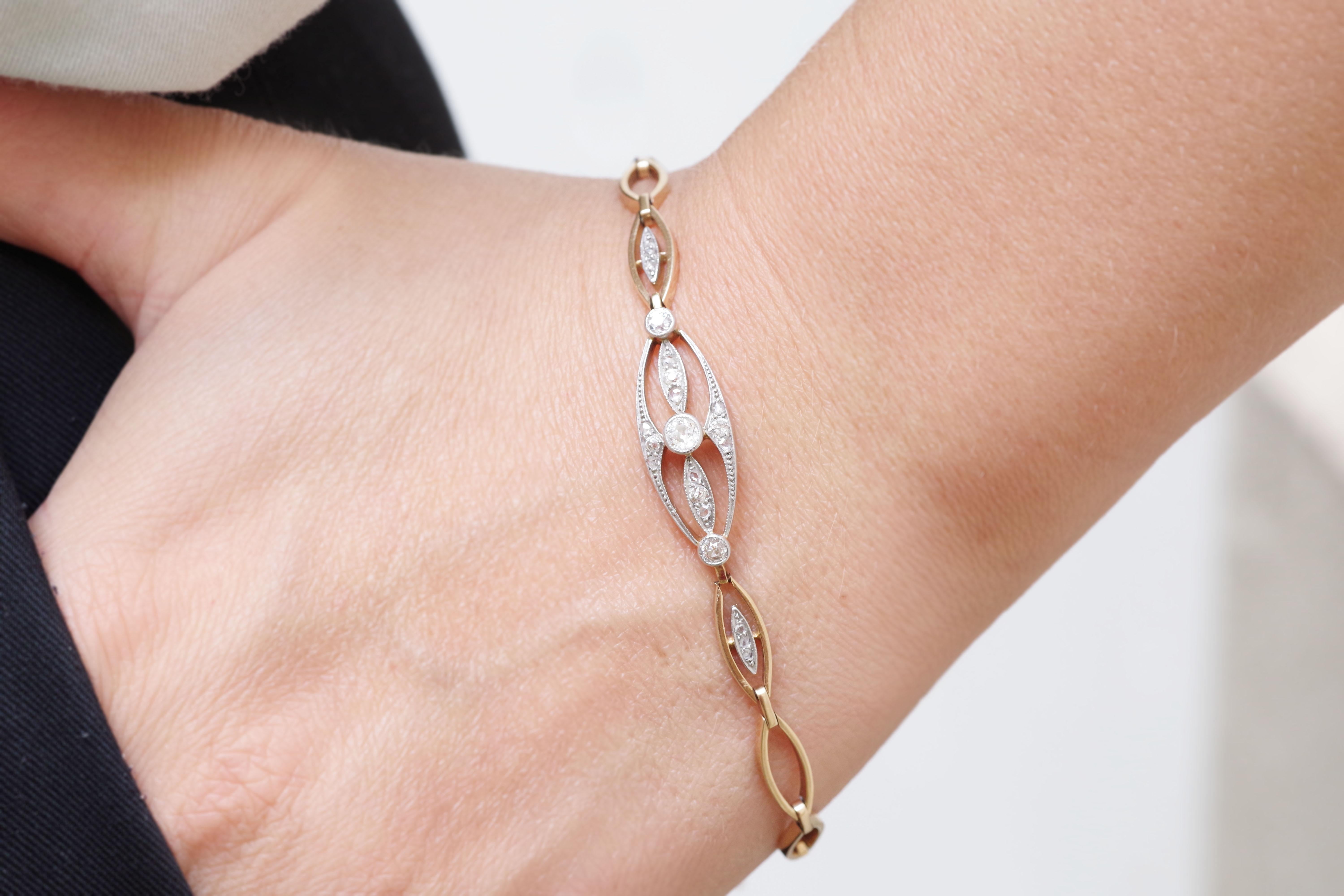 Belle Epoque diamond bracelet in gold In Fair Condition For Sale In PARIS, FR