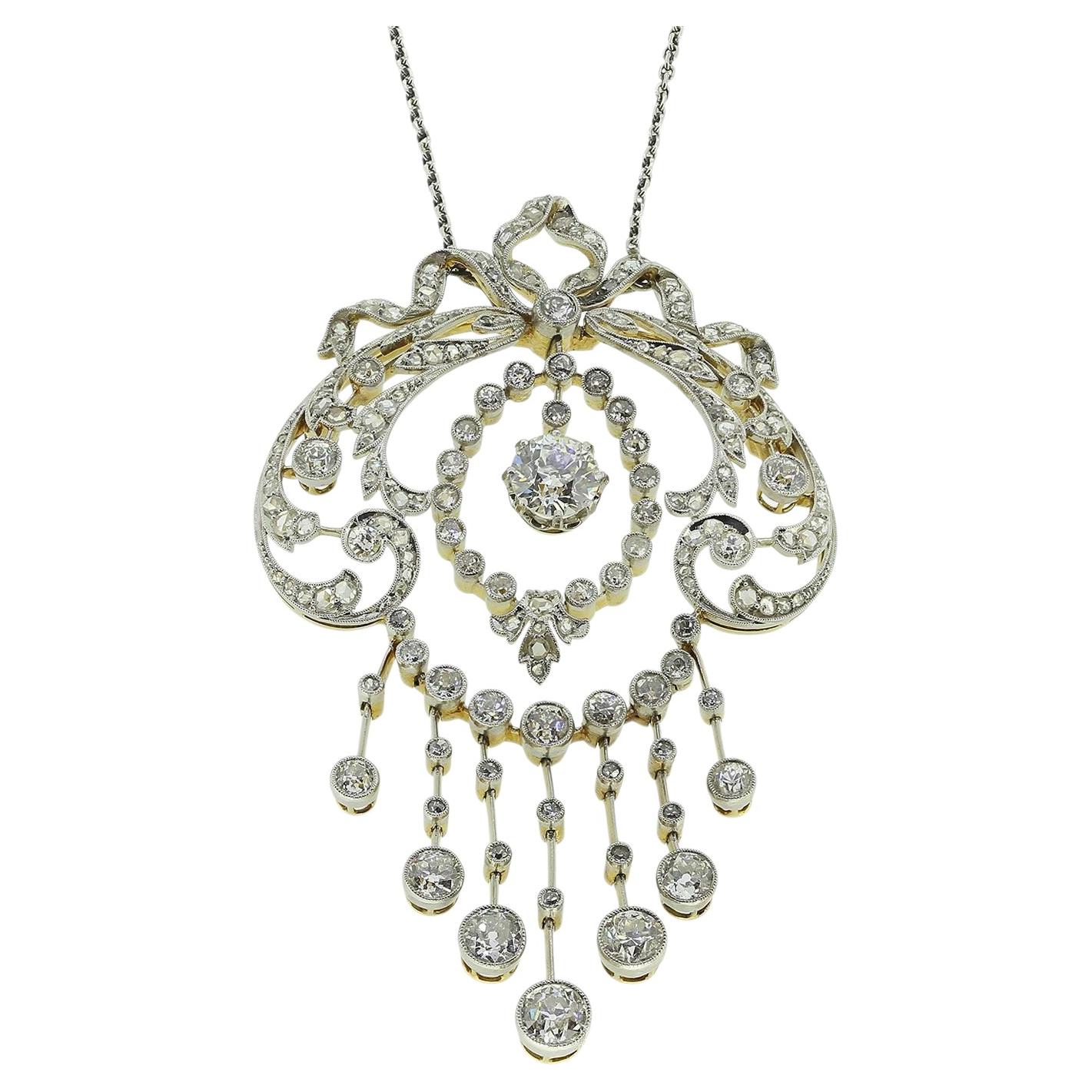 Collier Belle Époque avec gouttes de diamants en vente