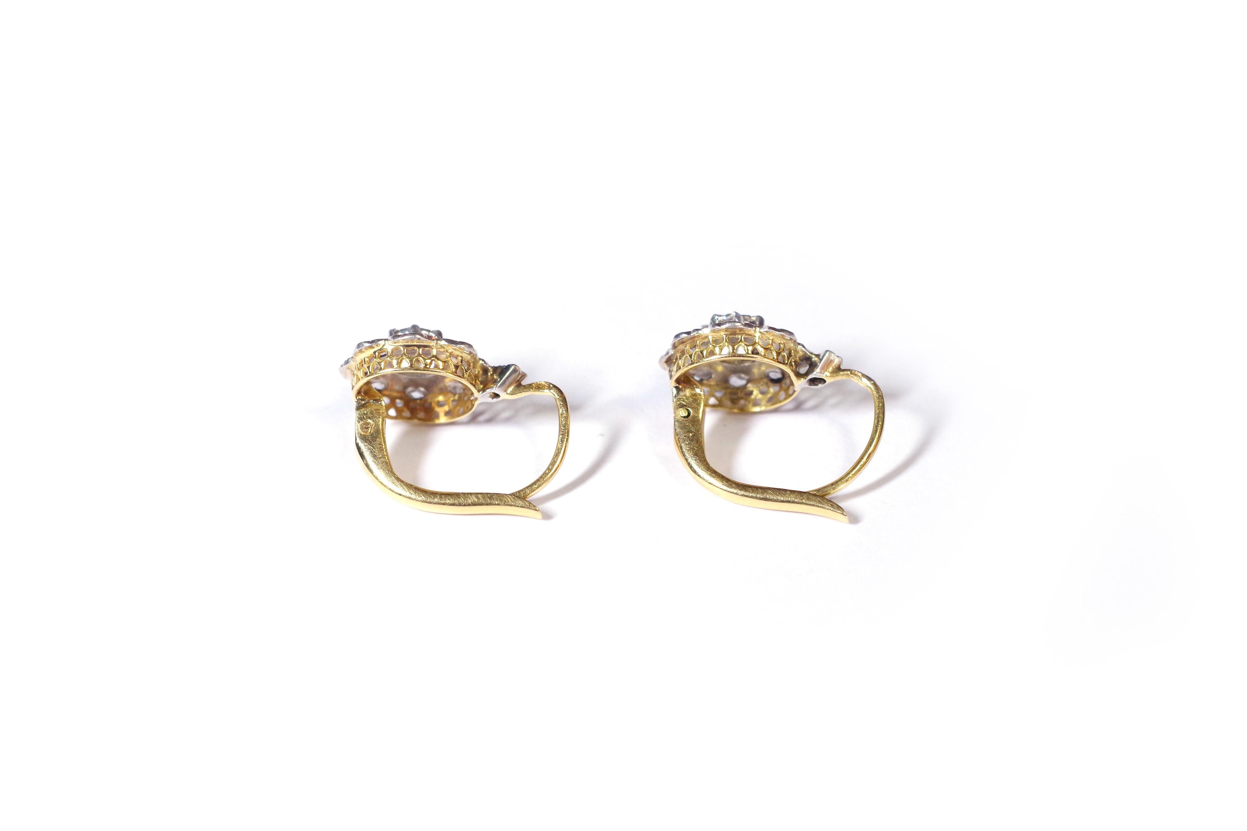 Women's Belle Epoque diamond earrings in 18 karat yellow gold and platinum