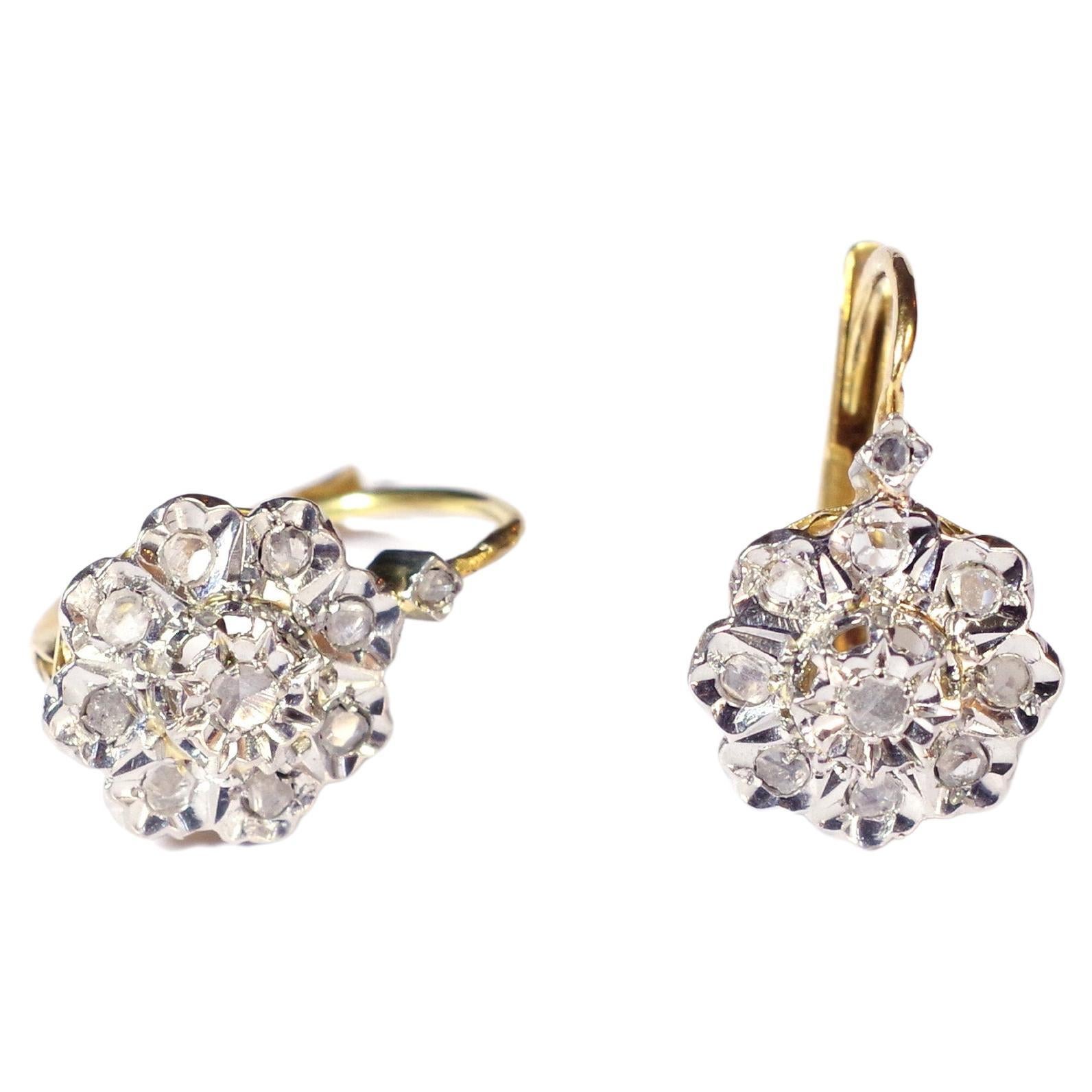 Belle Epoque diamond earrings in 18 karat yellow gold and platinum