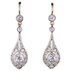 Belle Epoque Diamond Earrings of Platinum and 14k Gold