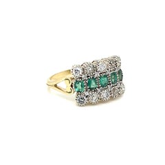 Belle Époque Diamond Emerald Plaque Gold Ring