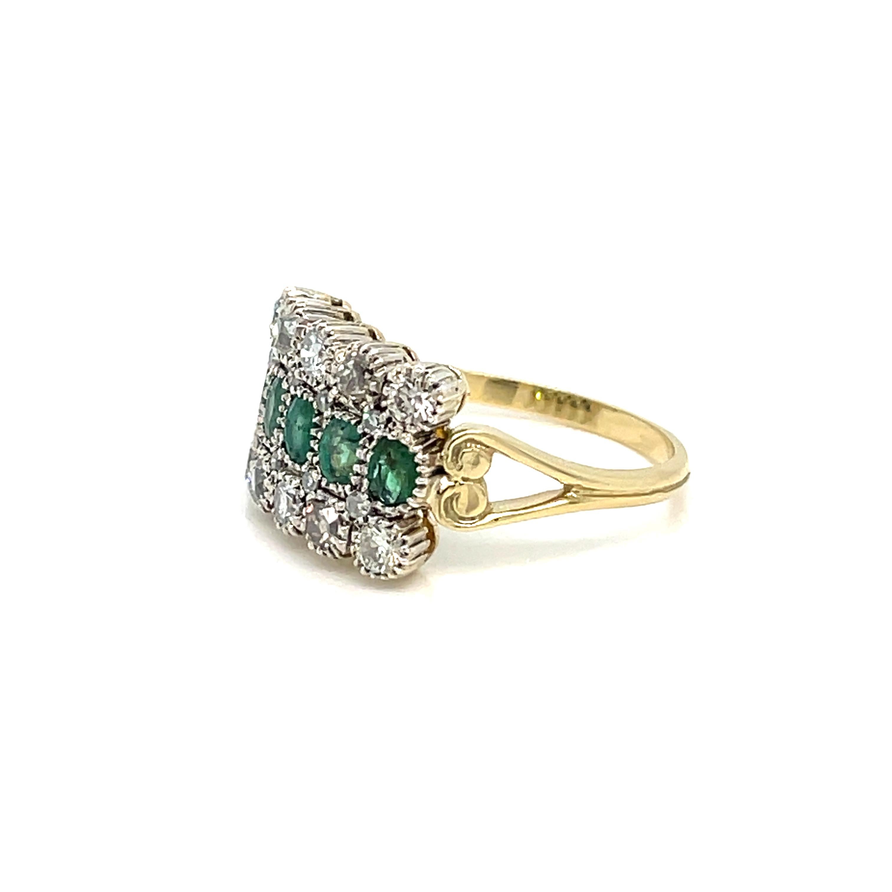 Women's or Men's Belle Époque Diamond Emerald Plaque Gold Ring
