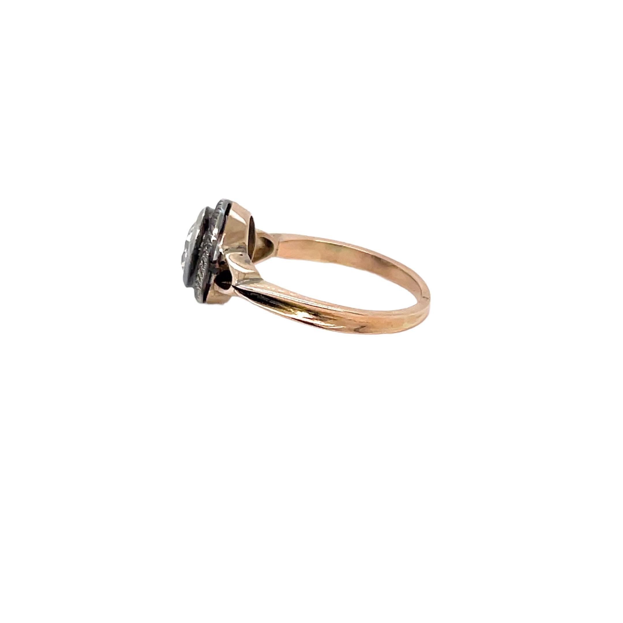 Belle Époque Belle Epoque Diamond Gold and Silver Engagement Ring For Sale