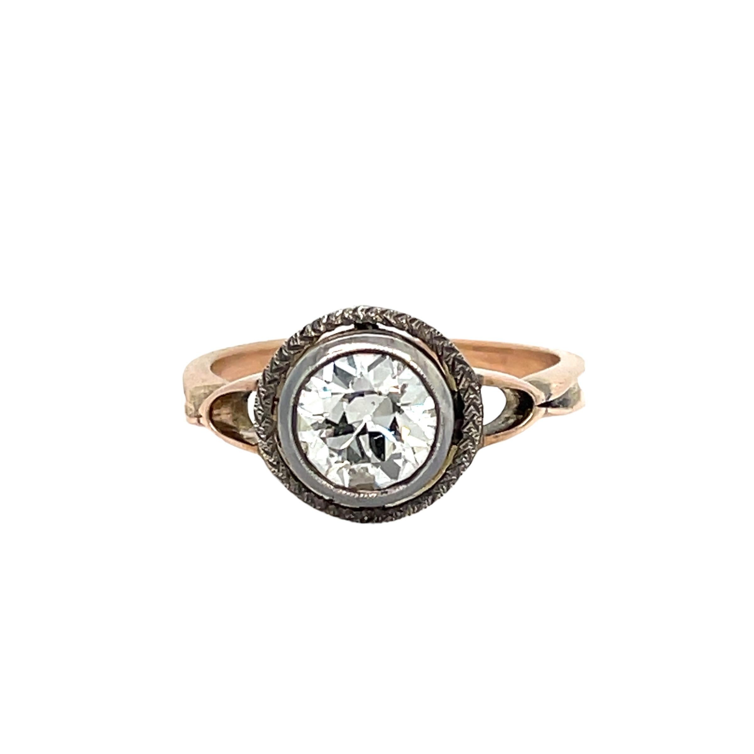 Verlobungsring aus Gold und Silber mit Diamanten aus der Belle Epoque im Zustand „Hervorragend“ im Angebot in Napoli, NA