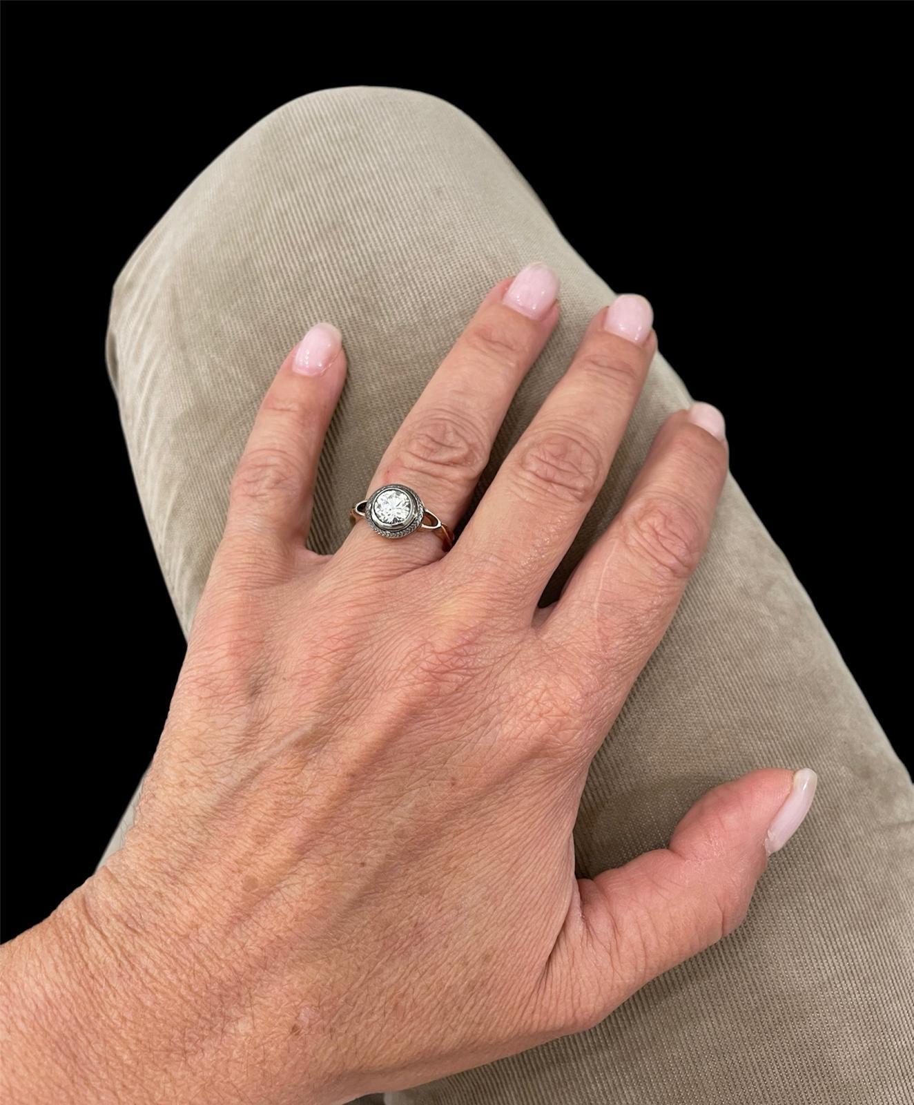Verlobungsring aus Gold und Silber mit Diamanten aus der Belle Epoque im Angebot 1