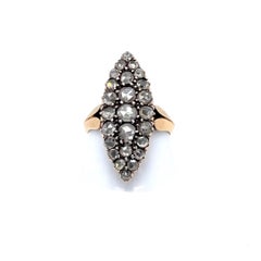 Belle Epoque Diamond Gold and Silver Shuttle Ring