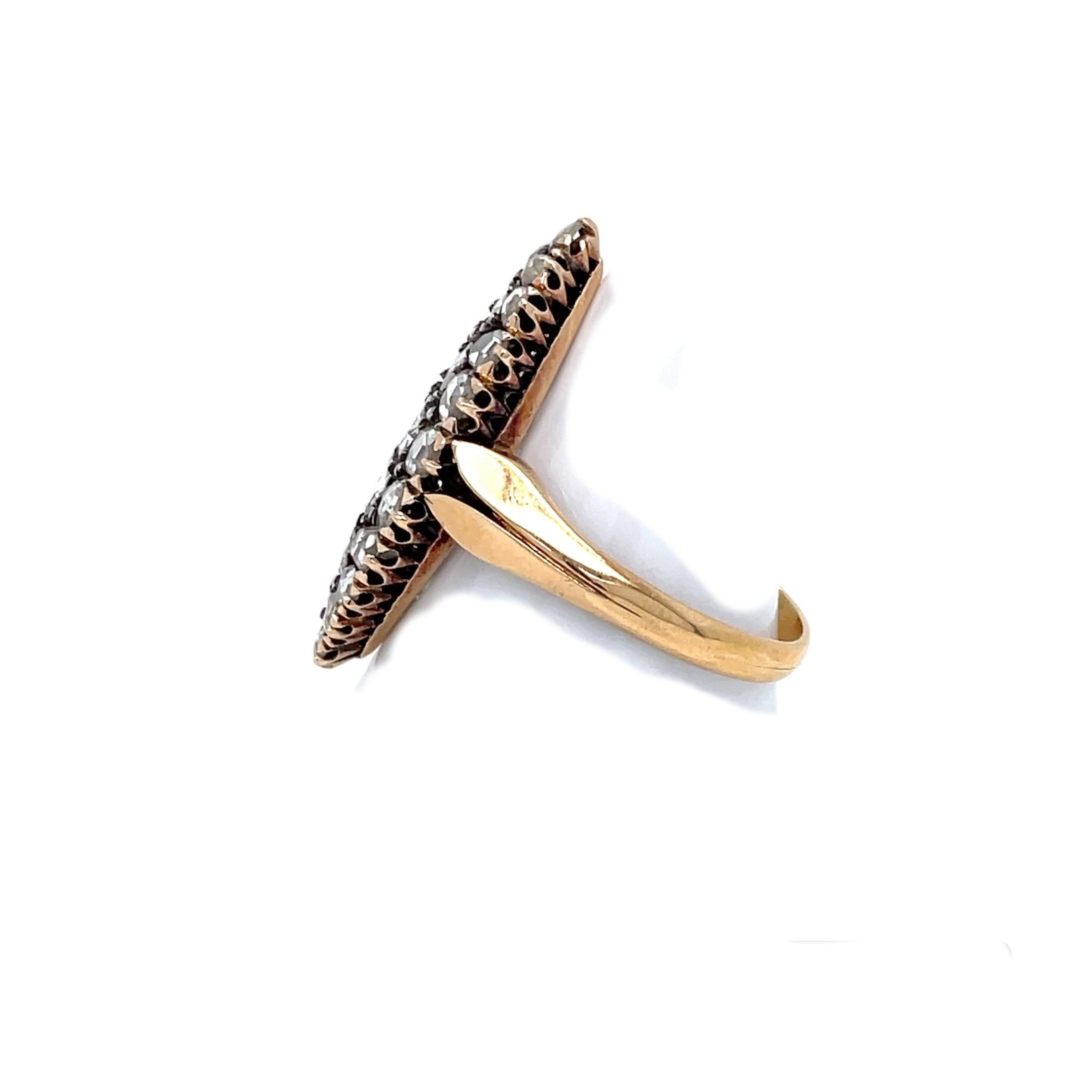 Women's Belle Epoque Diamond Gold and Silver Shuttle Ring For Sale