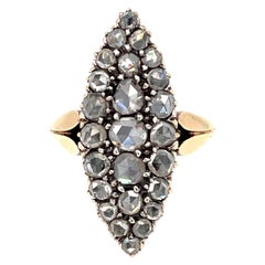 Bague bouchon Belle Époque en or et argent avec diamants