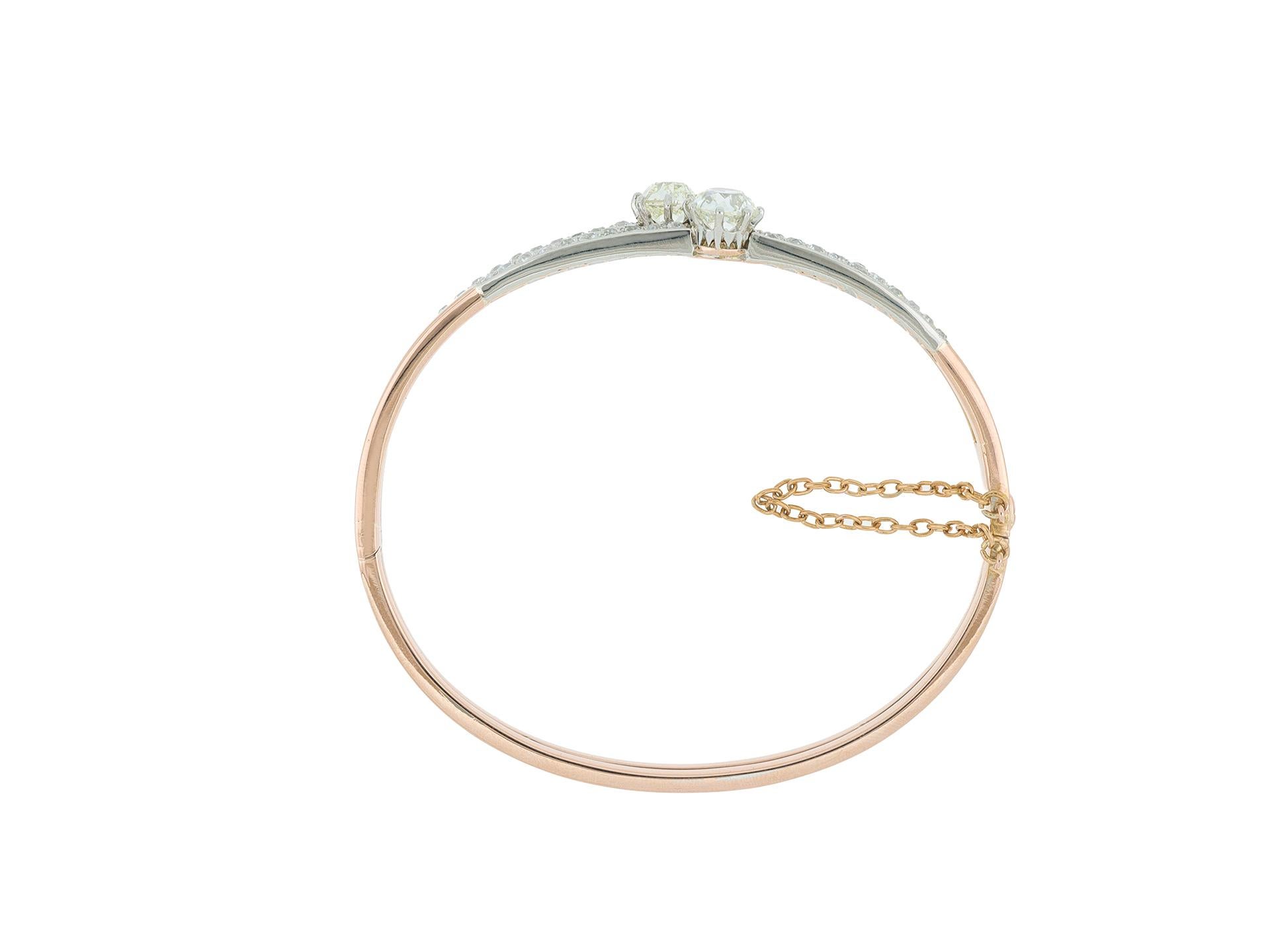 Taglio cuscino antico Bracciale a cerniera con diamanti Belle Époque, 1905 circa. in vendita