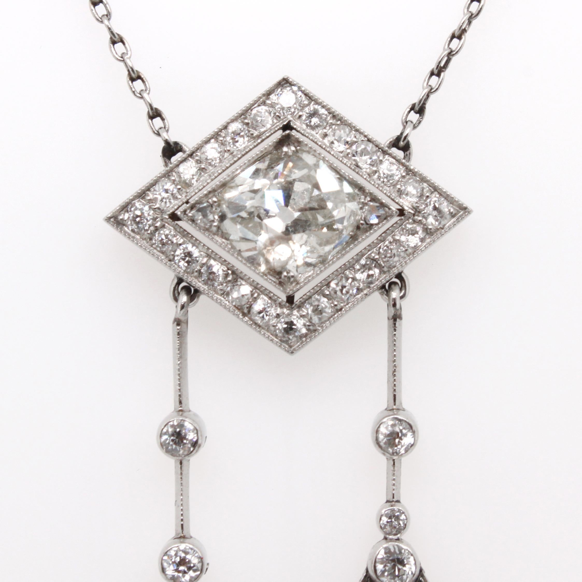 Old Mine Cut Belle Époque Diamond Negligee Lavalier, 1900