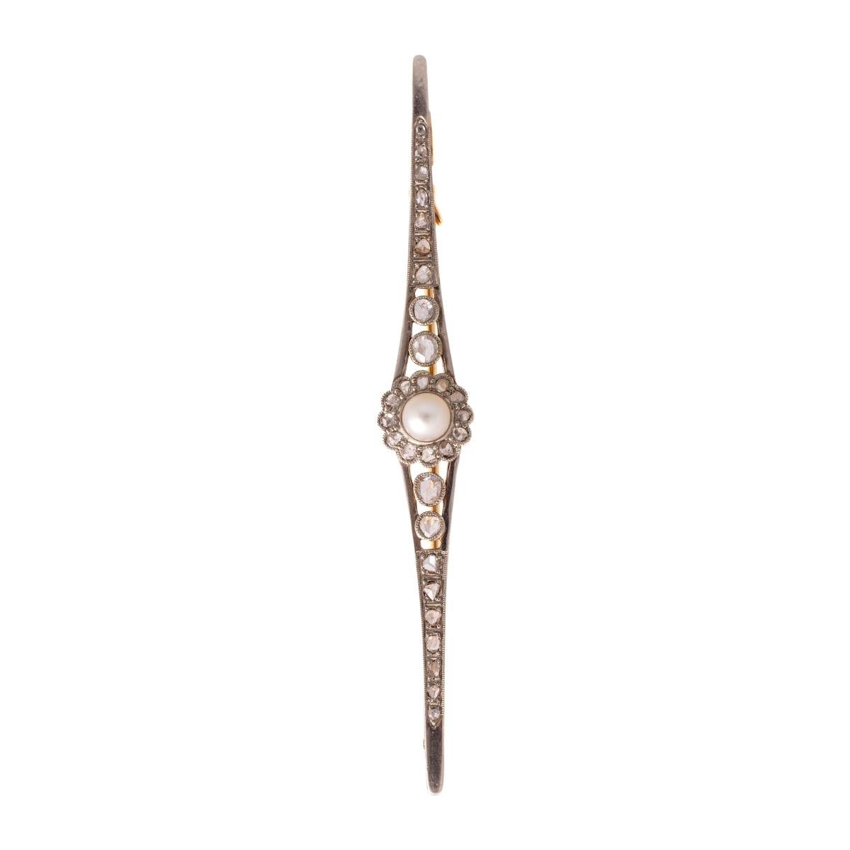 Belle Epoque Diamond Pearl Barrette Brooch