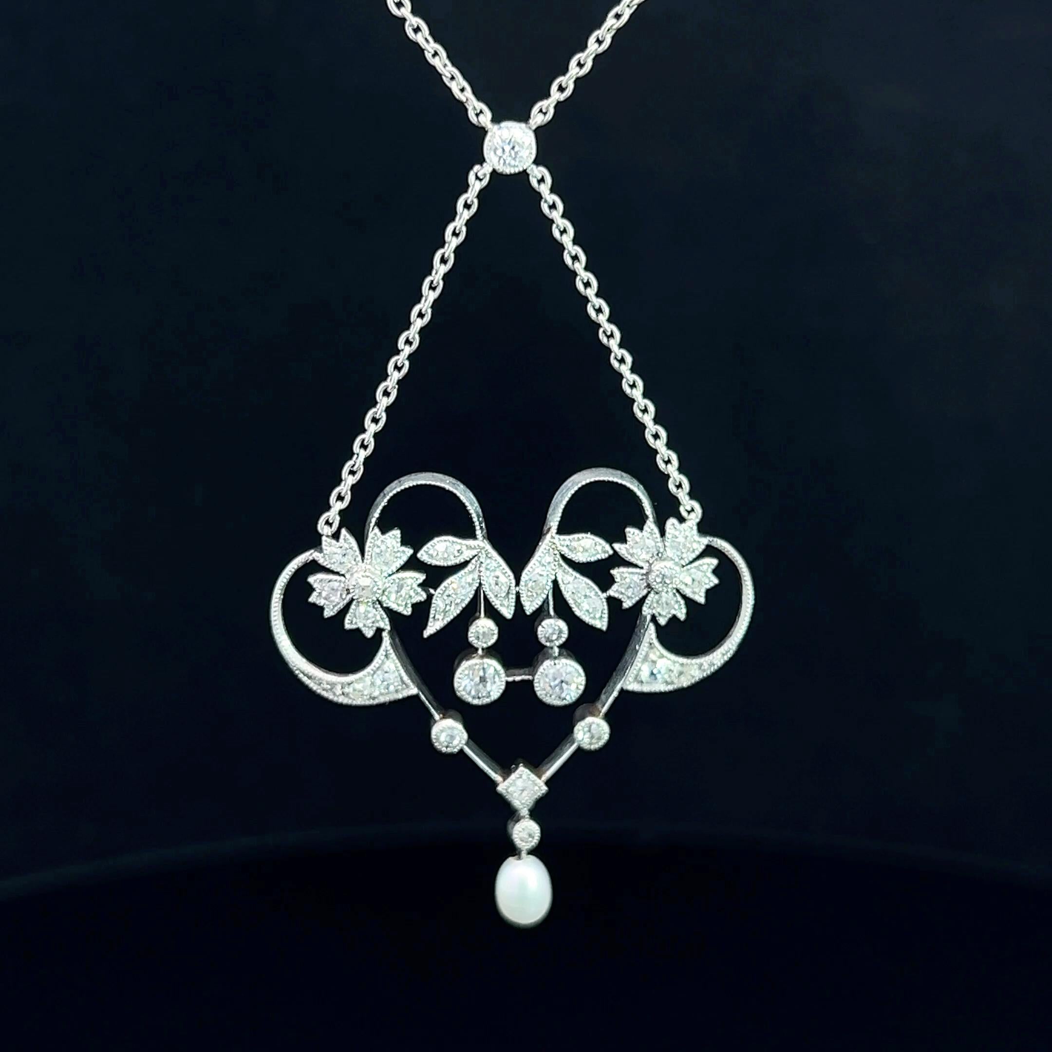 Belle Époque Collana di diamanti e perle della Belle Epoque, circa 1910 in vendita