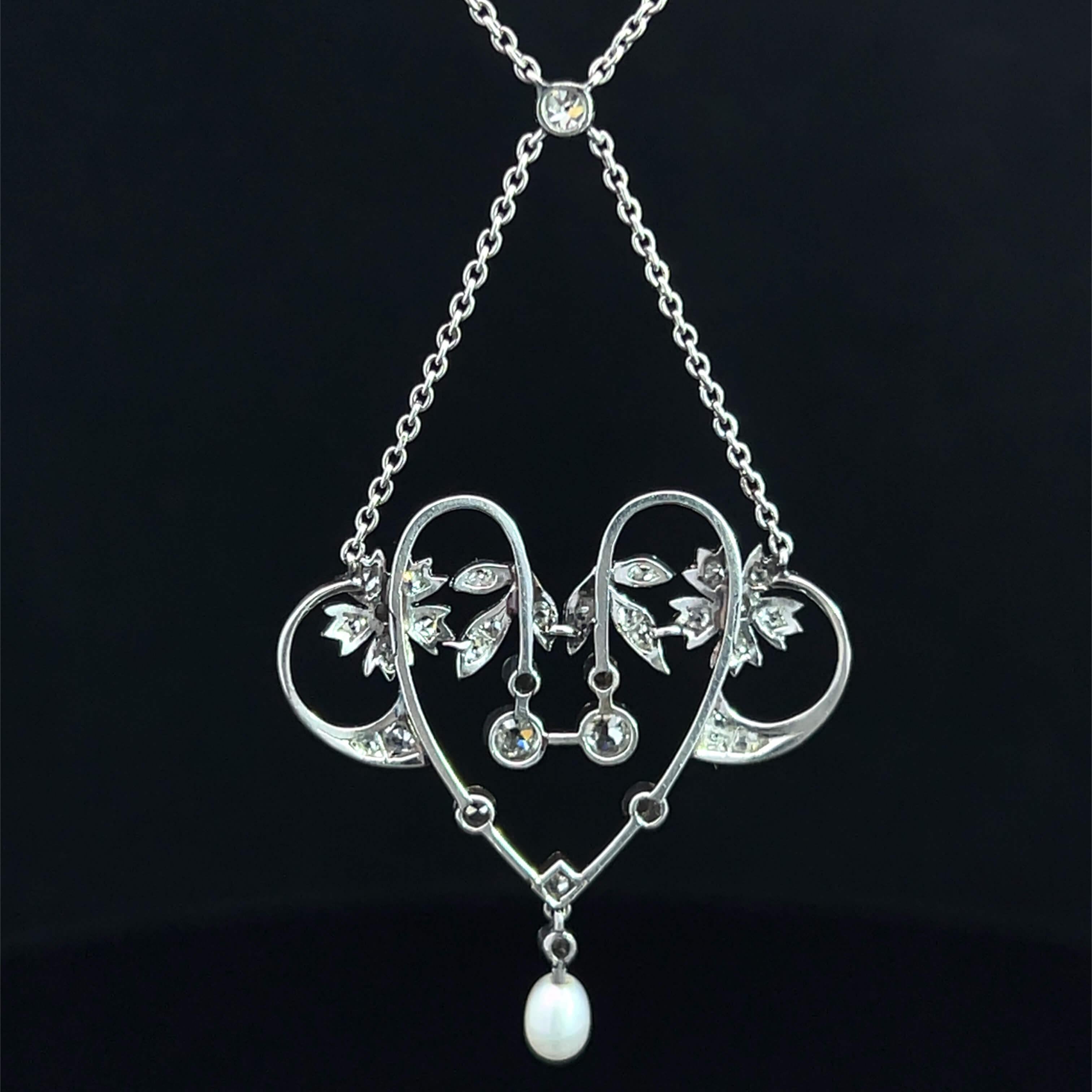 Taglio misto Collana di diamanti e perle della Belle Epoque, circa 1910 in vendita