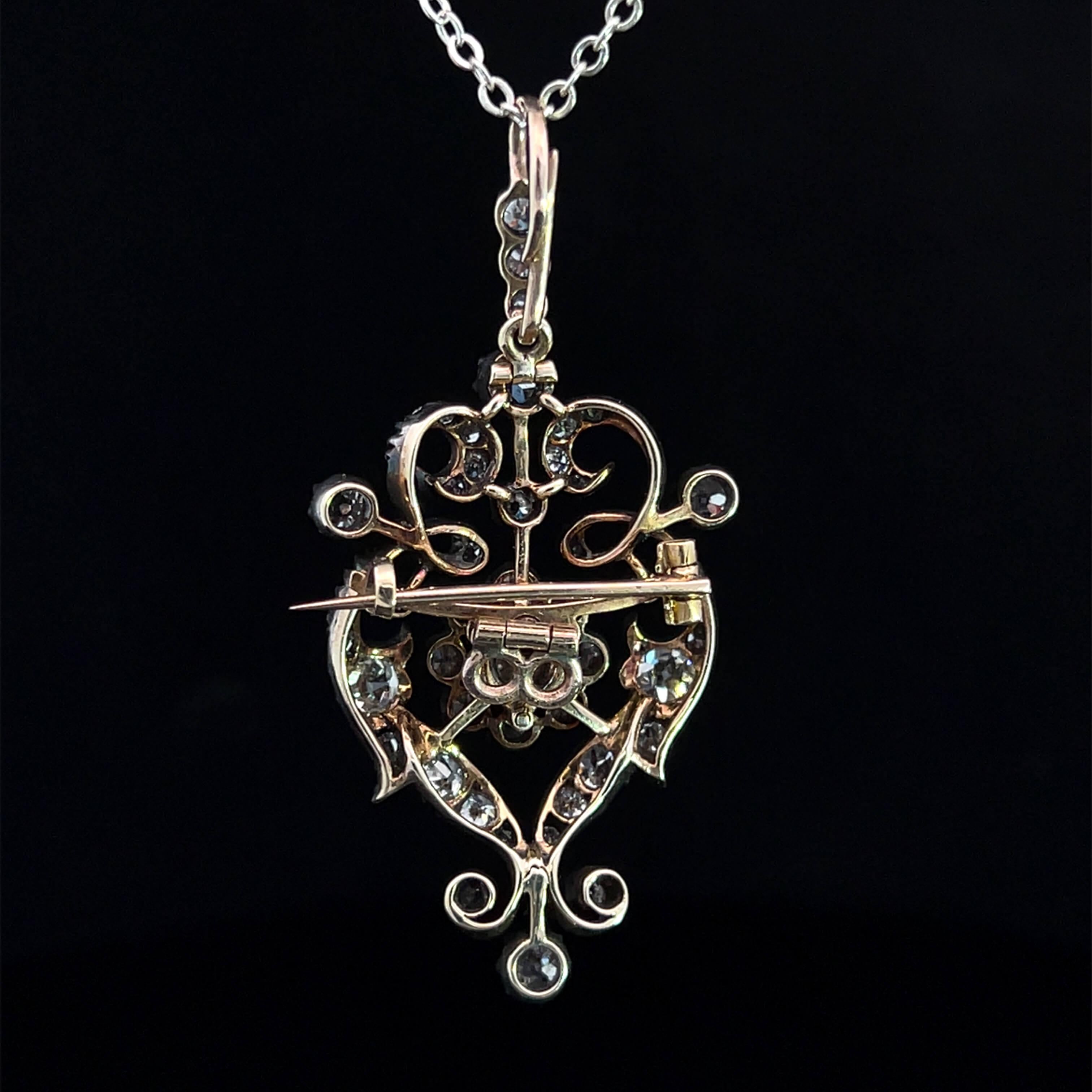 Men's Belle Epoque Diamond Pendant Brooch Circa 1900s For Sale