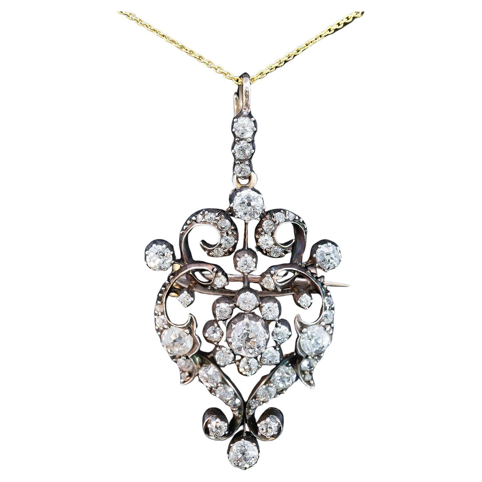 Belle Epoque Diamond Pendant Brooch Circa 1900s