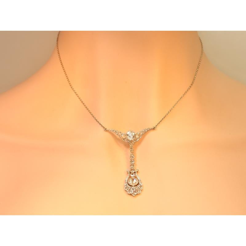 Belle Époque Diamond Pendant Necklace by Dutch Supplier to the Court, 1920s For Sale 6