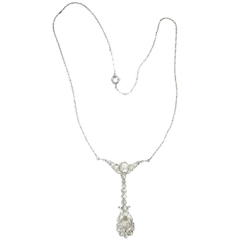 Women's Belle Époque Diamond Pendant Necklace by Dutch Supplier to the Court, 1920s For Sale