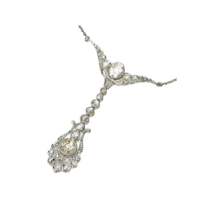 Belle Époque Diamond Pendant Necklace by Dutch Supplier to the Court, 1920s For Sale 1