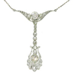 Antique Belle Époque Diamond Pendant Necklace by Dutch Supplier to the Court, 1920s