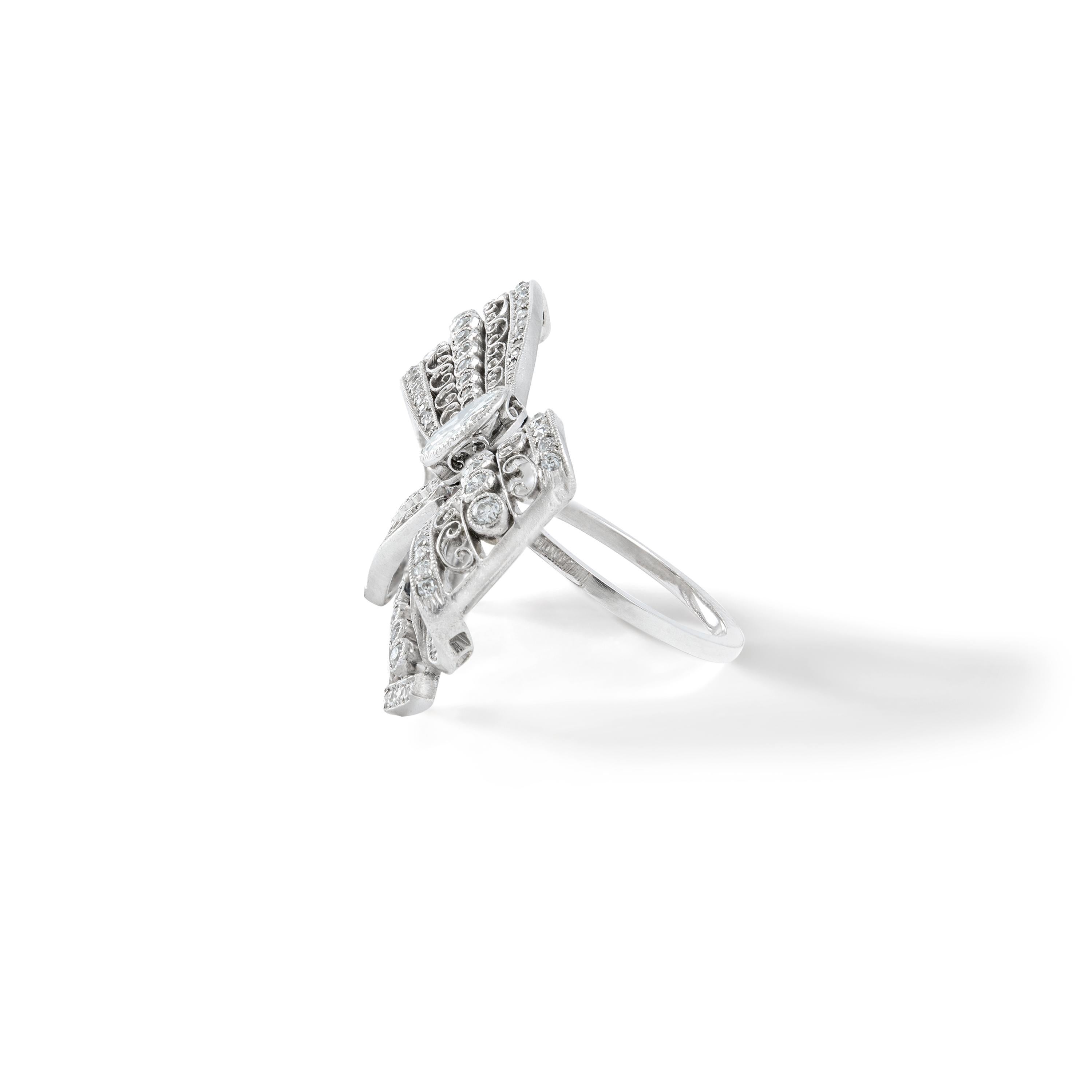 Belle Époque Belle Epoque Diamond Platinum Bow Ring For Sale