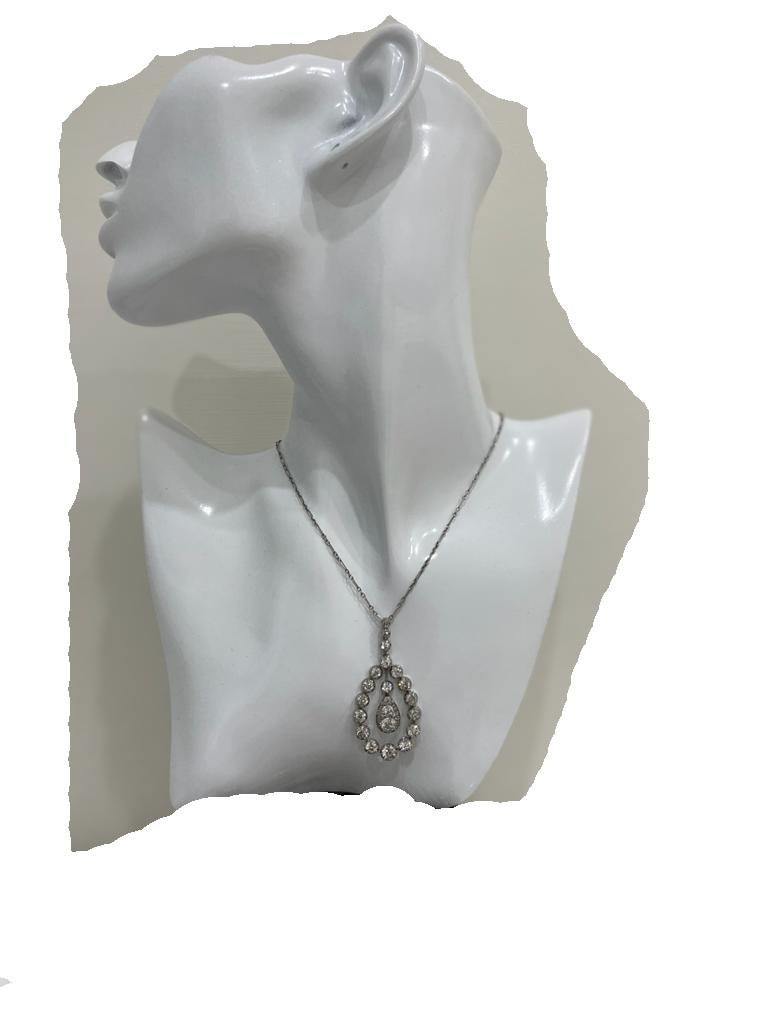 Belle Epoque Diamond Platinum Pendant In Excellent Condition For Sale In Napoli, Italy