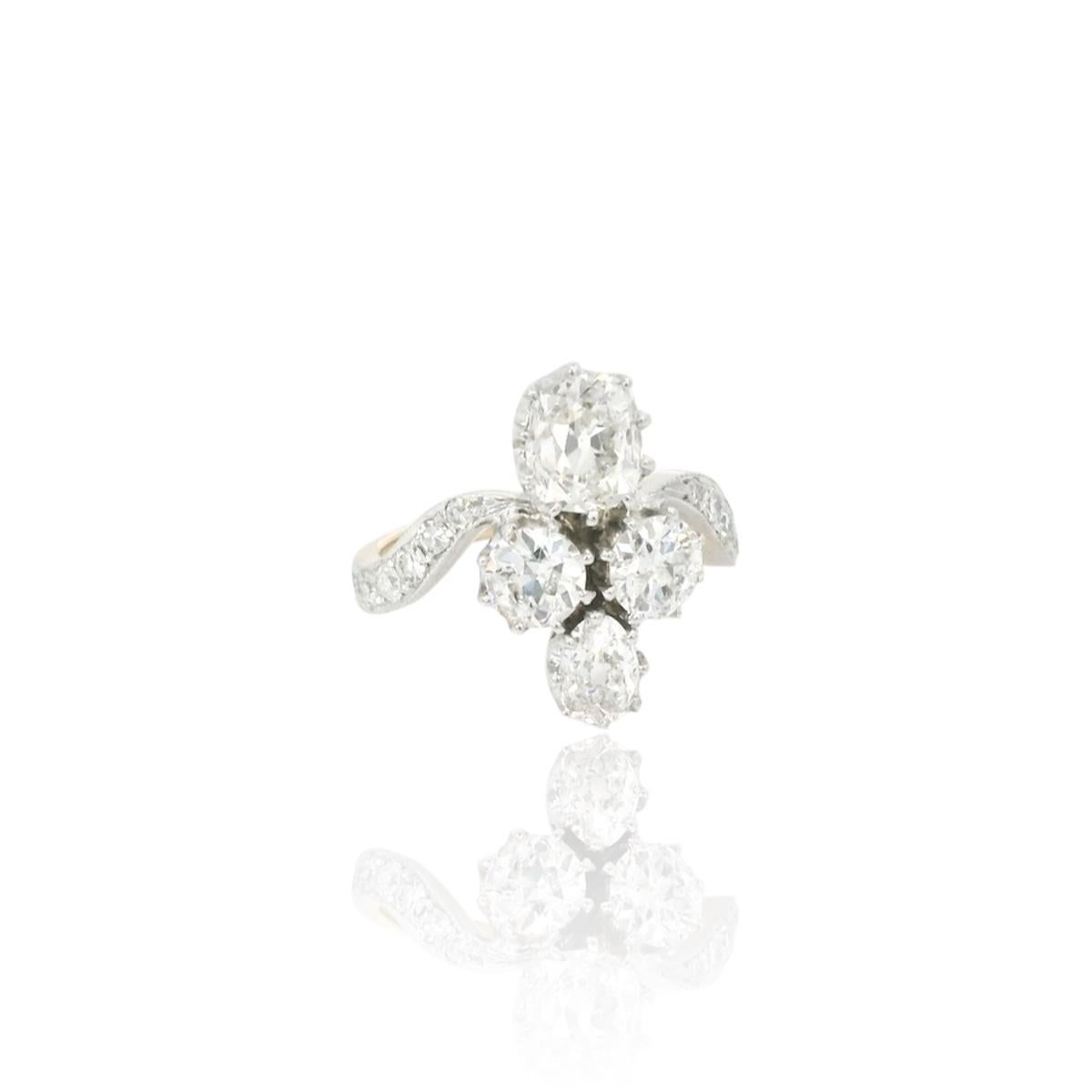 Belle Époque Anello Belle Epoque con diamante bicolore in oro bianco e giallo 18 carati in vendita