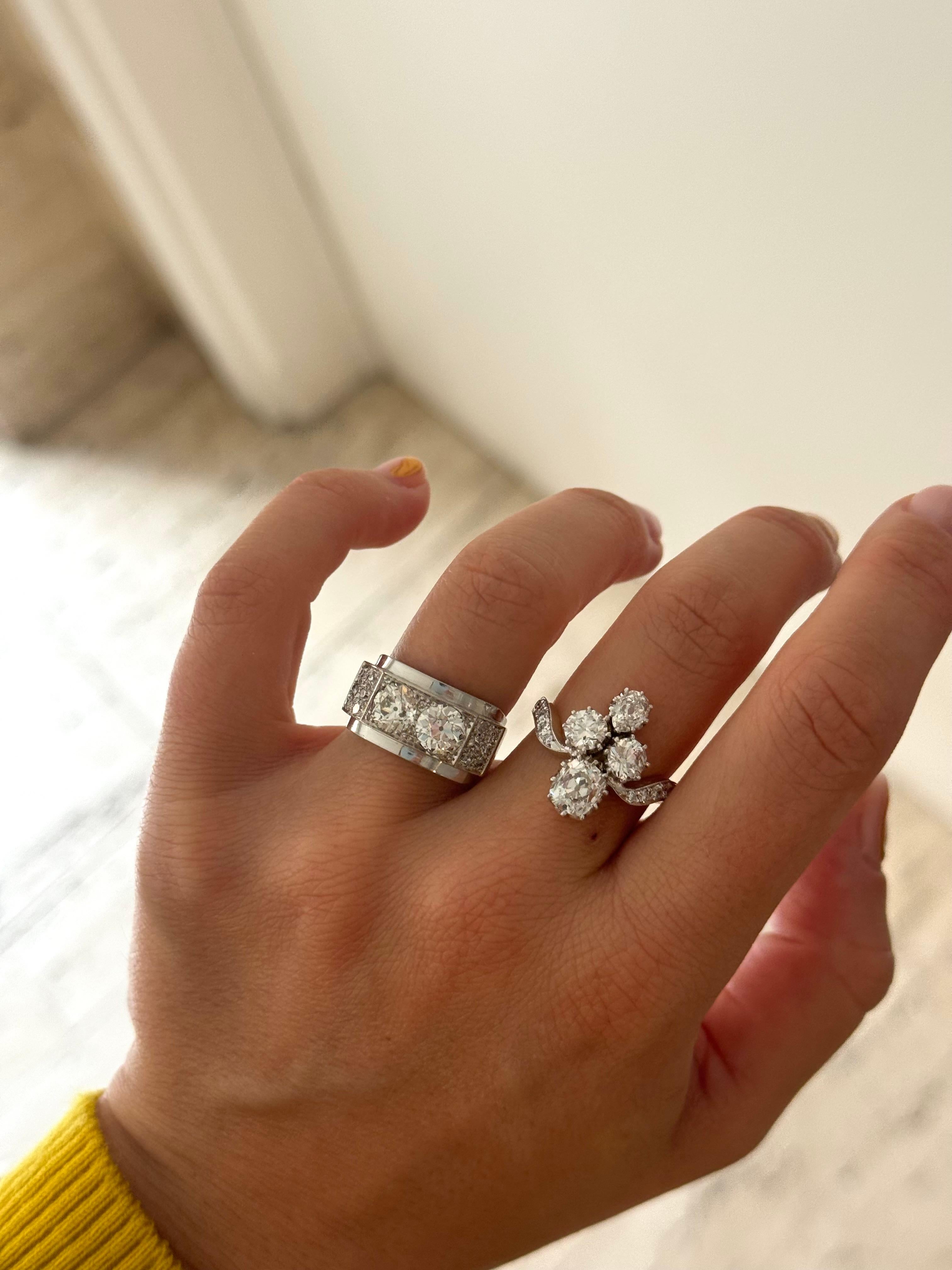 da uomo o donna Anello Belle Epoque con diamante bicolore in oro bianco e giallo 18 carati in vendita