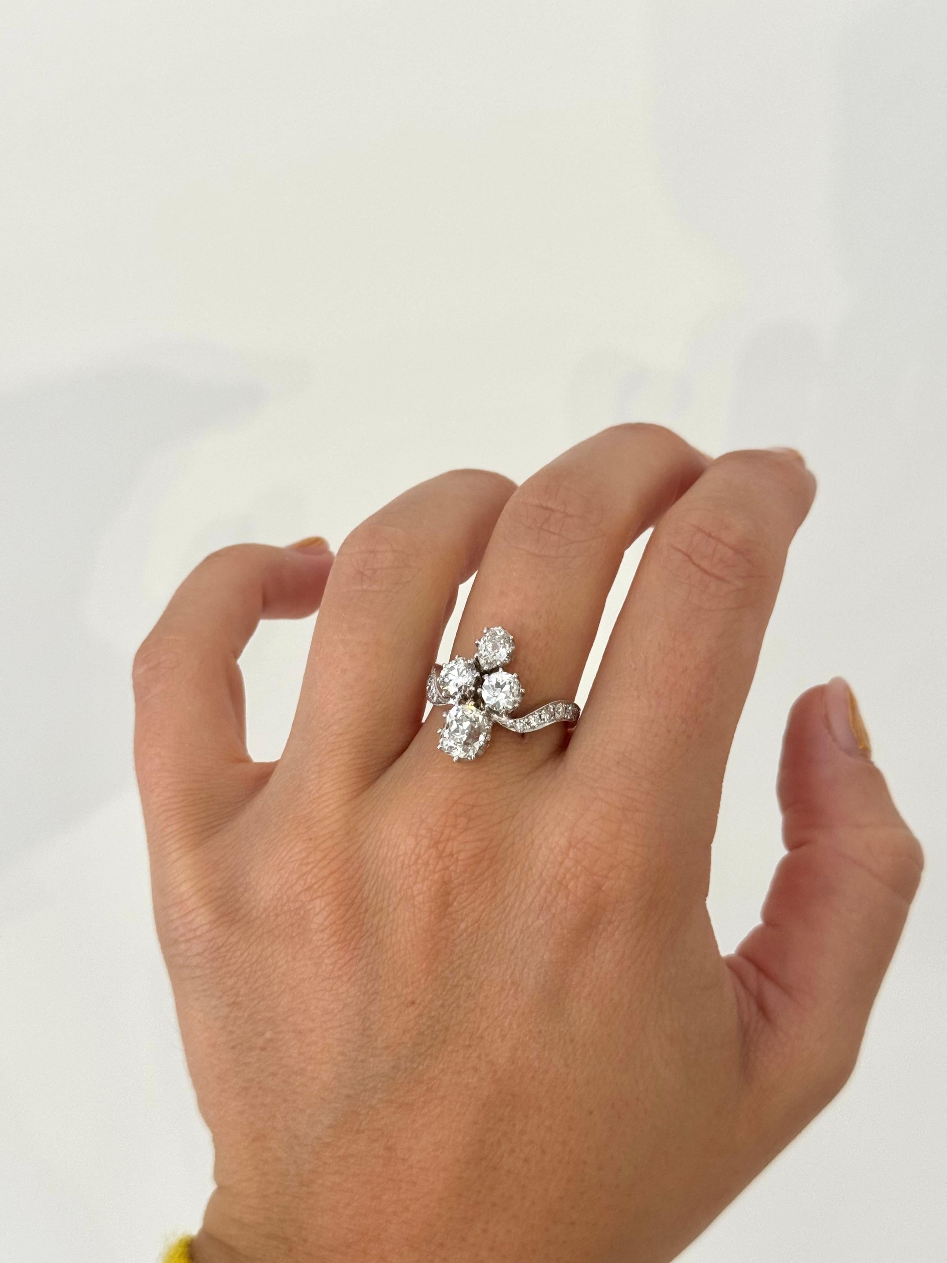 Anello Belle Epoque con diamante bicolore in oro bianco e giallo 18 carati in vendita 2