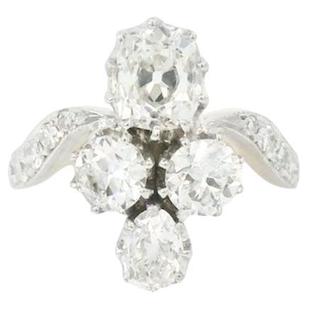 Anello Belle Epoque con diamante bicolore in oro bianco e giallo 18 carati in vendita