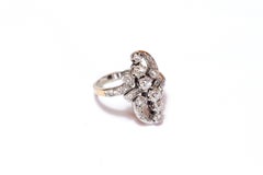 Belle Epoque diamond ring in 18k gold, 0.55 ct diamonds, cluster ring