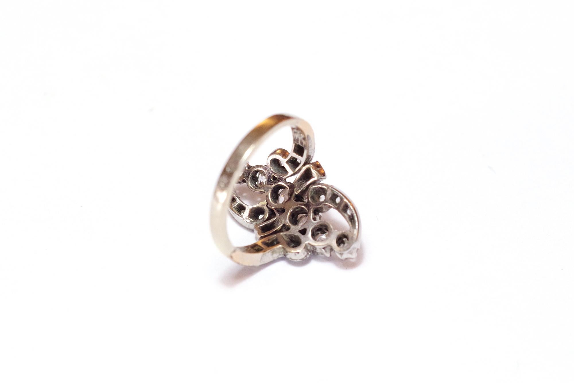 Donna Anello Belle Epoque con diamanti in oro 18 carati, 0,55 carati di diamanti, anello a grappolo in vendita