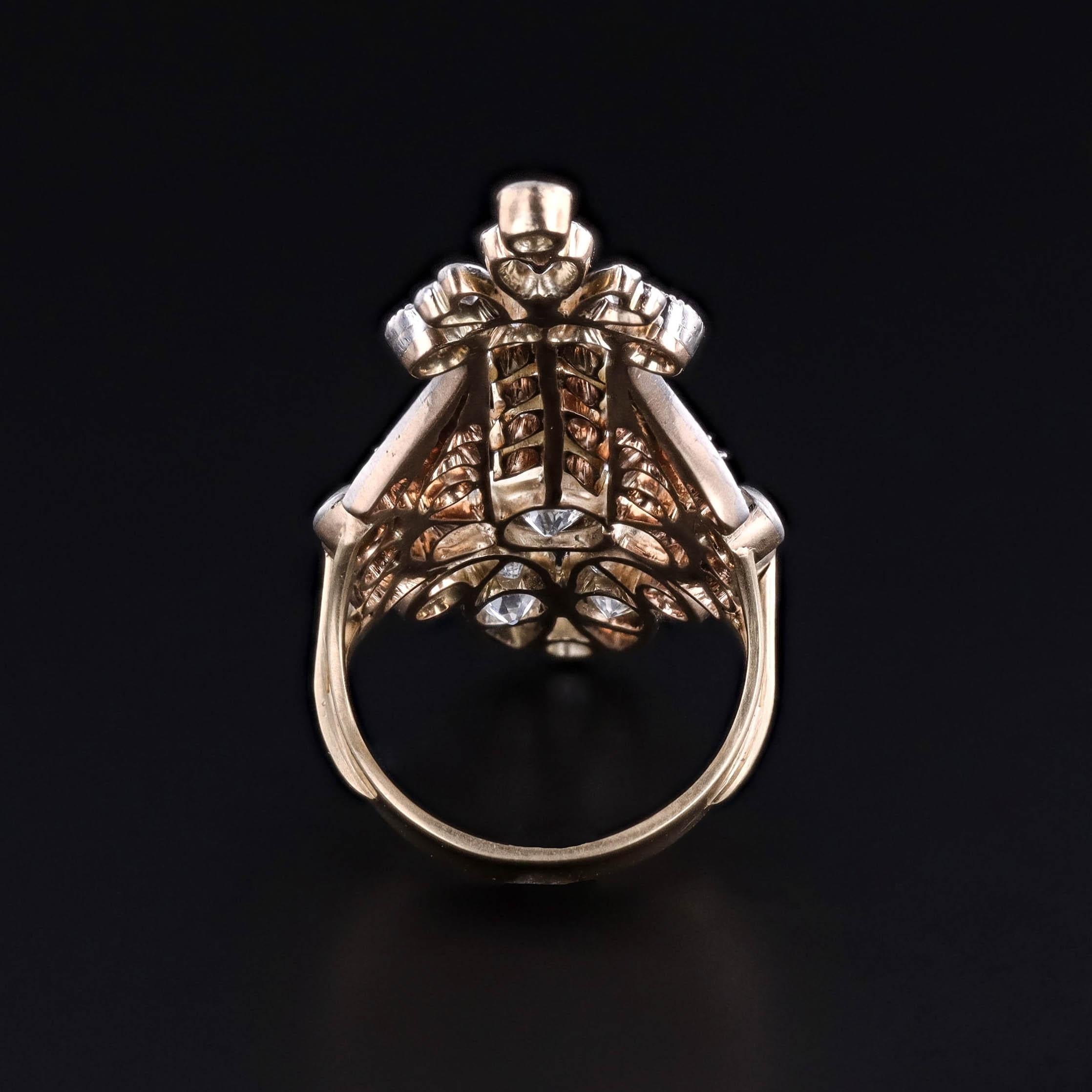 Belle Epoque Diamantring aus Platin und 14k Gold im Zustand „Gut“ im Angebot in Lewisburg, PA