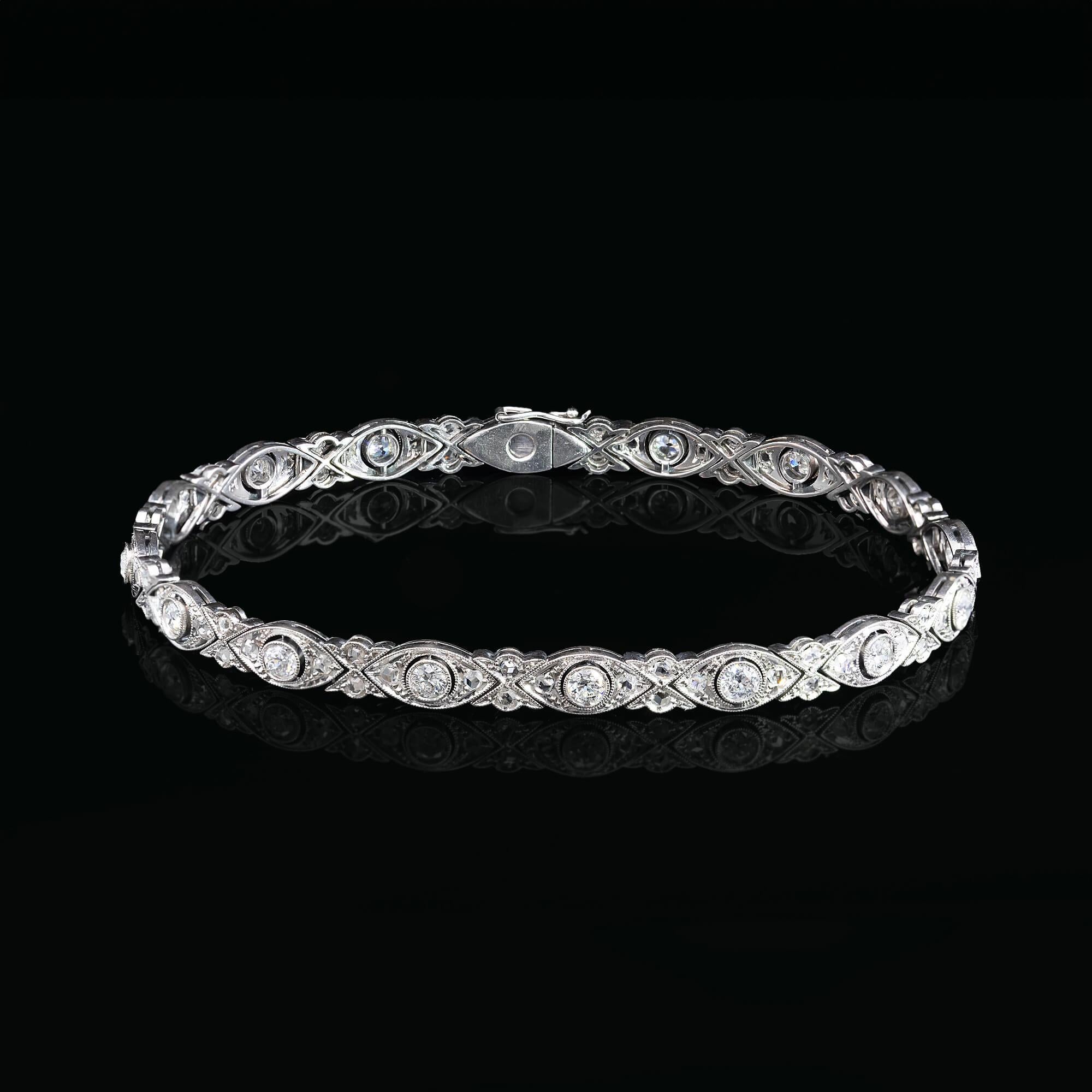Belle Époque Belle Epoque Diamond Set Bracelet Circa 1930s For Sale