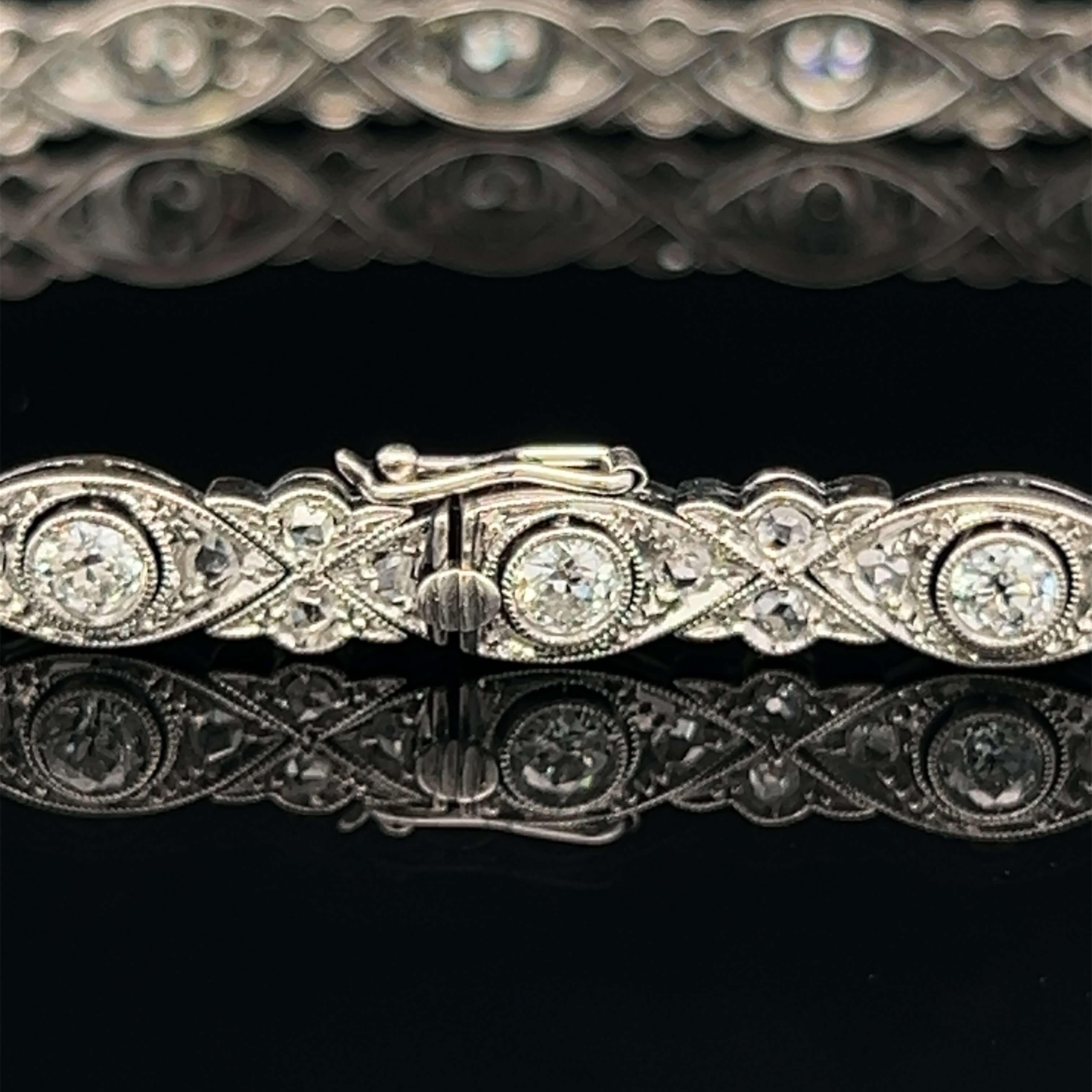 Mixed Cut Belle Epoque Diamond Set Bracelet Circa 1930s For Sale
