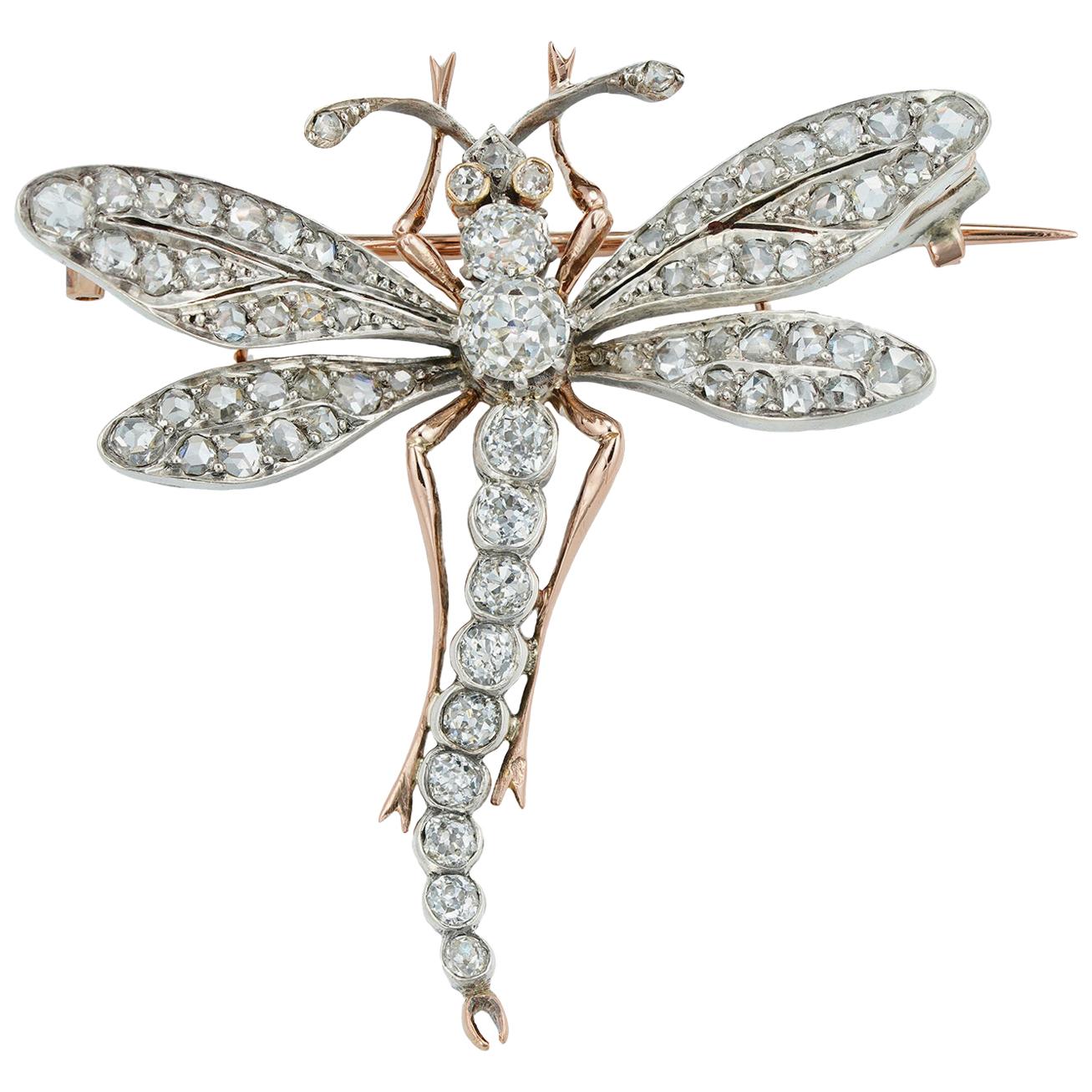 Belle Epoque Diamond-Set Dragonfly Brooch