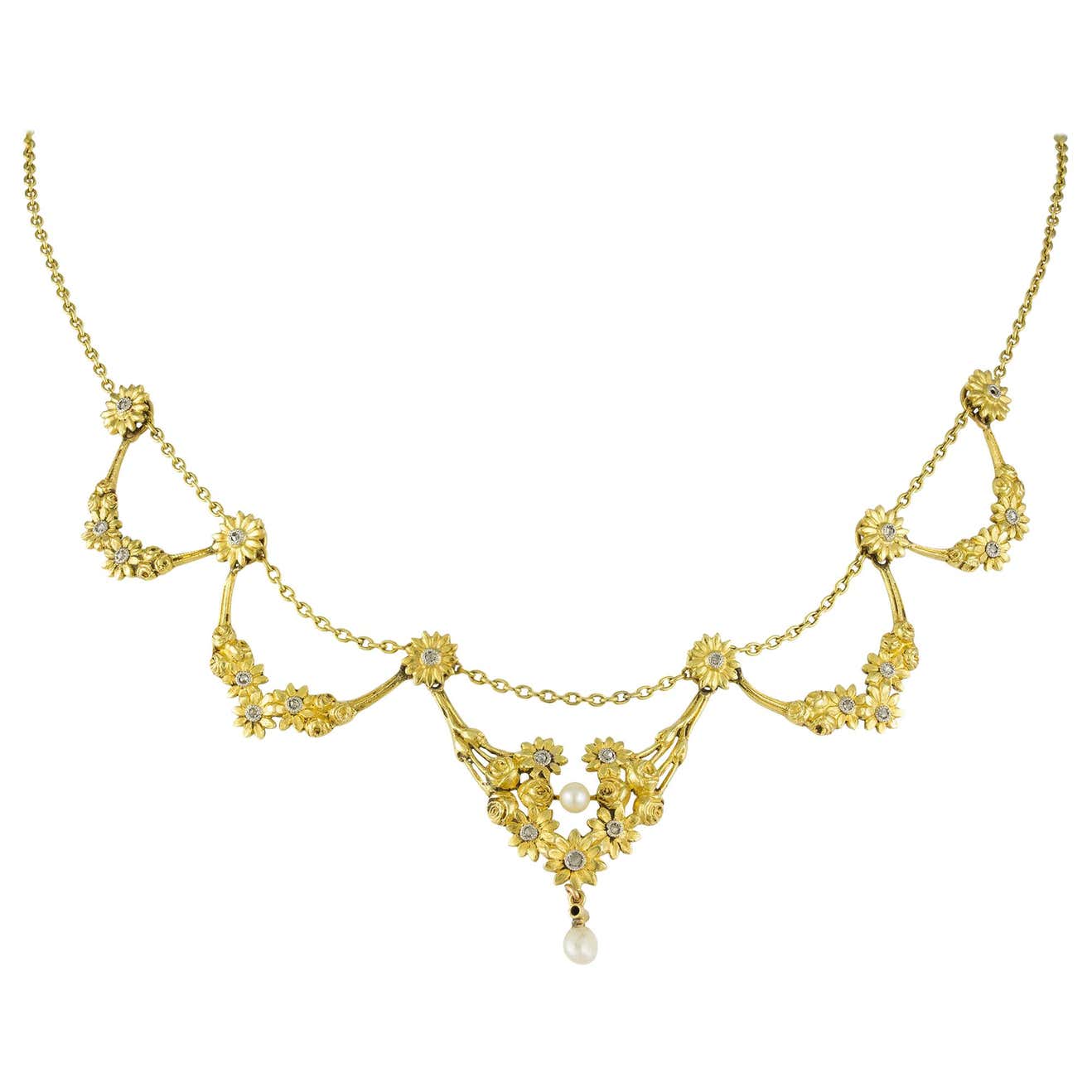 Belle Époque Diamond-Set Floral Swag Necklace at 1stDibs | swag belle