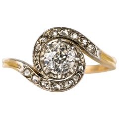 Belle Époque Diamonds 18 Karat Yellow Gold Platinum Swirl Ring