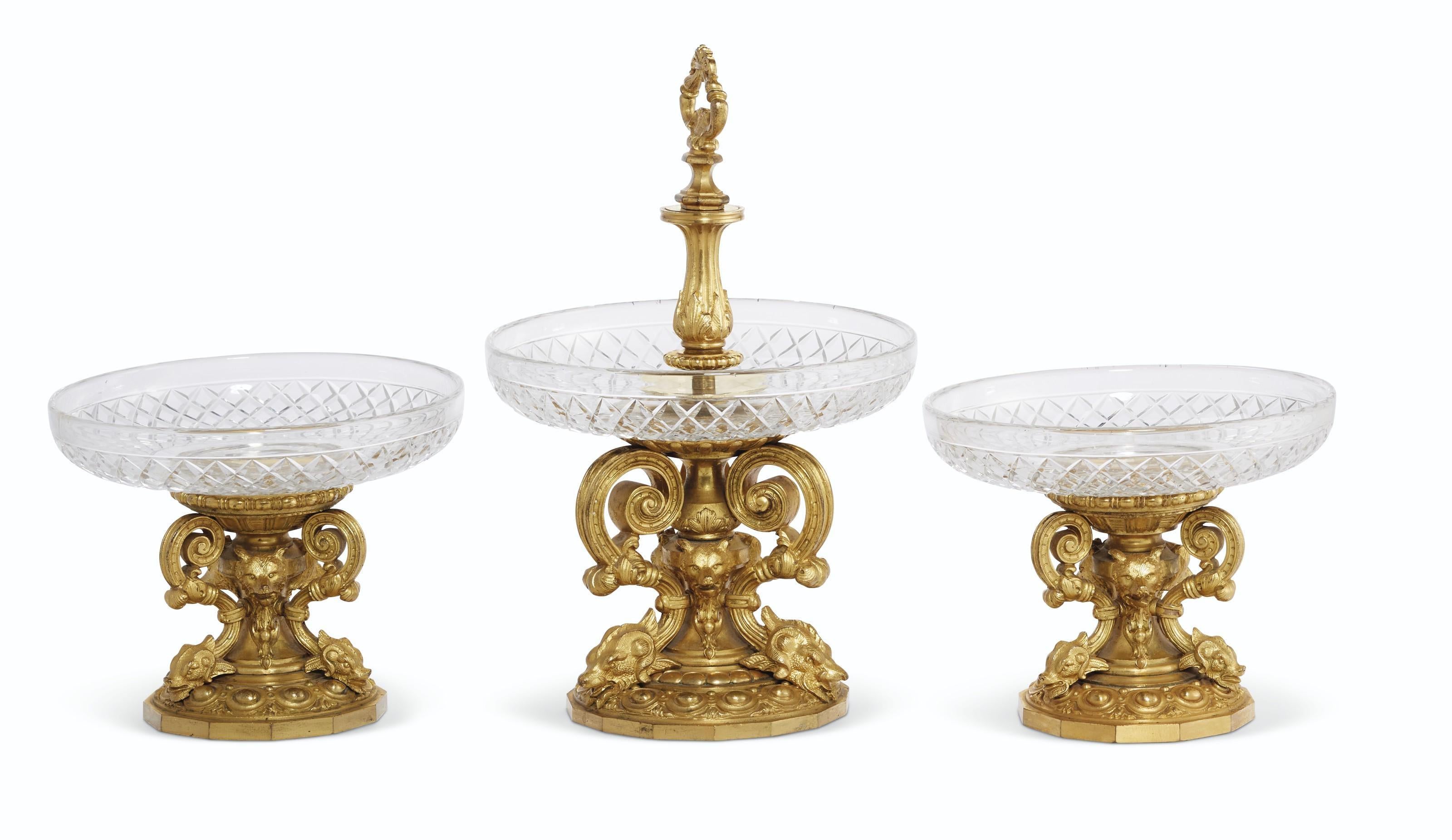Belle Epoque d'Ore bronze and crystal three-piece 