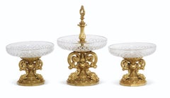 Belle Epoque d'Ore Bronze and Crystal Three-Piece "Hunting" Garniture Set