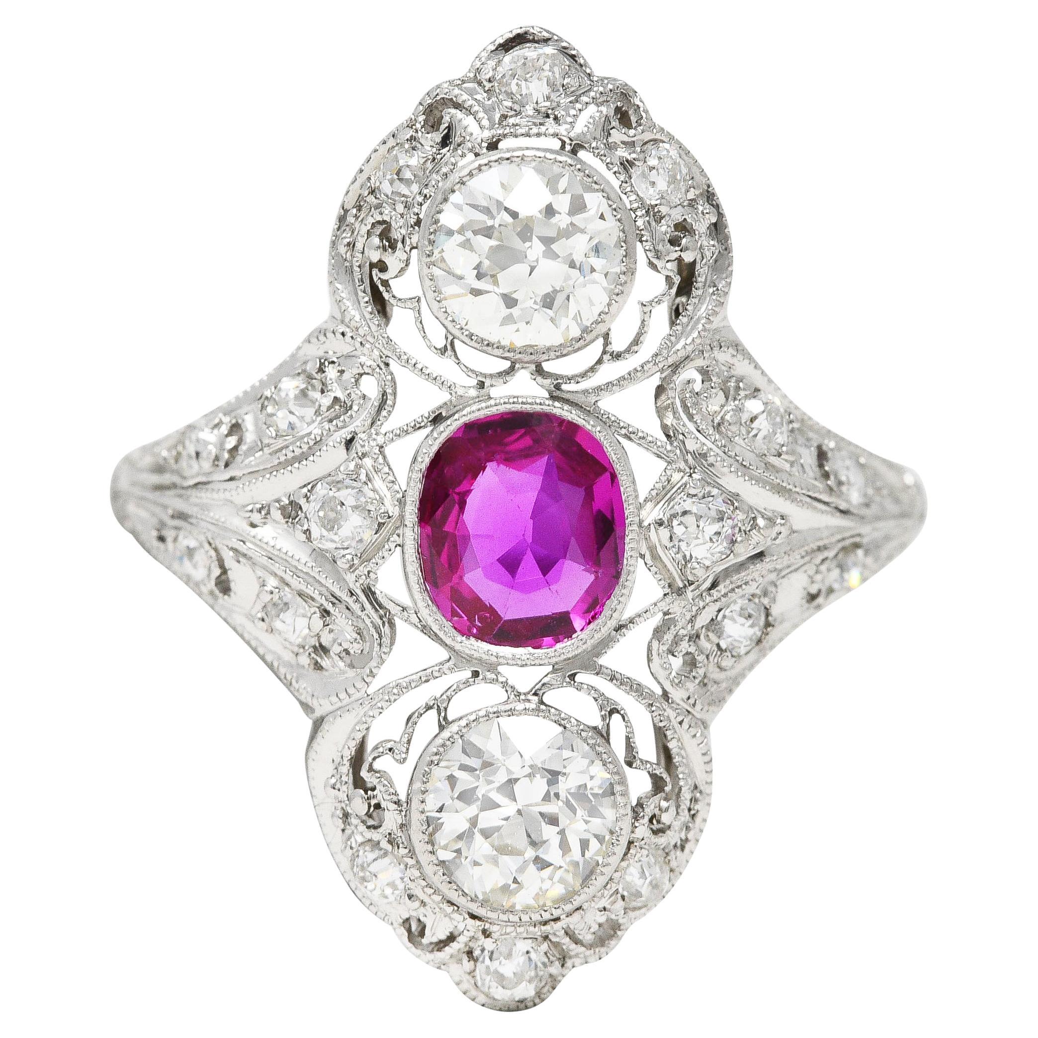 Belle Epoque Diamond Ruby Rare Target Ring, circa 1910 For Sale at 1stDibs
