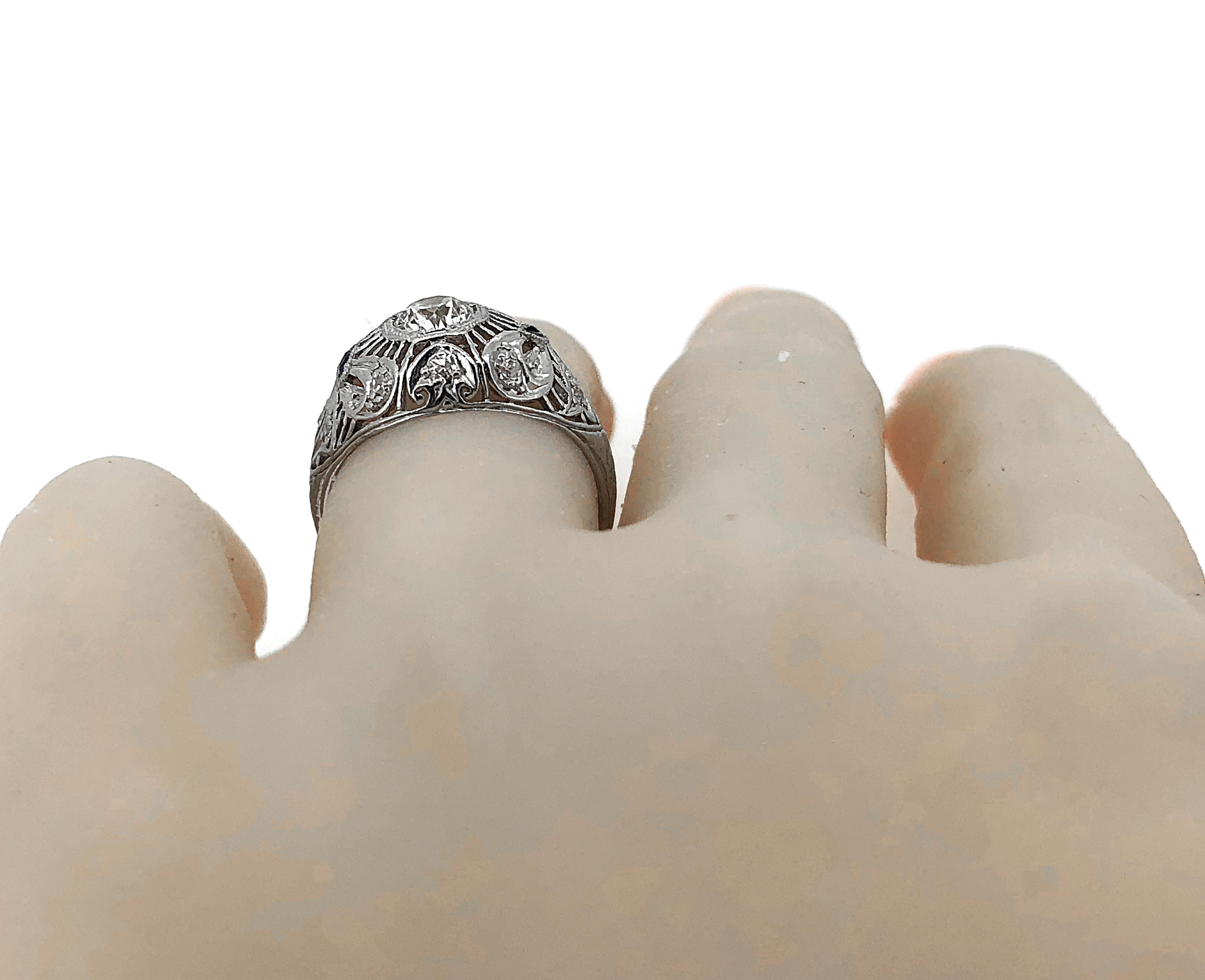 Women's Belle Epoque - Edwardian .70 Carat Diamond Sapphire Platinum Engagement Ring  For Sale