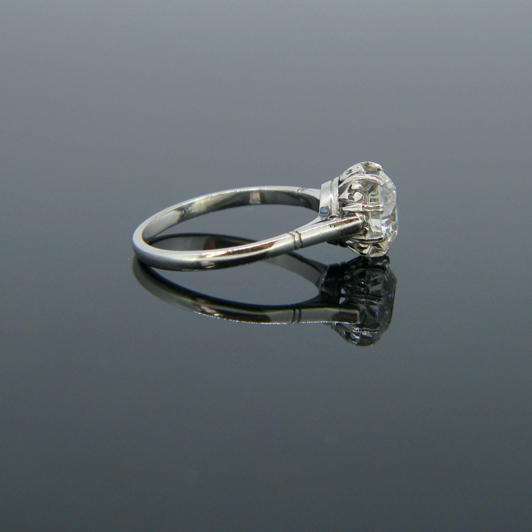 Old European Cut Belle Époque Edwardian Solitaire Diamond Ring, Platinum