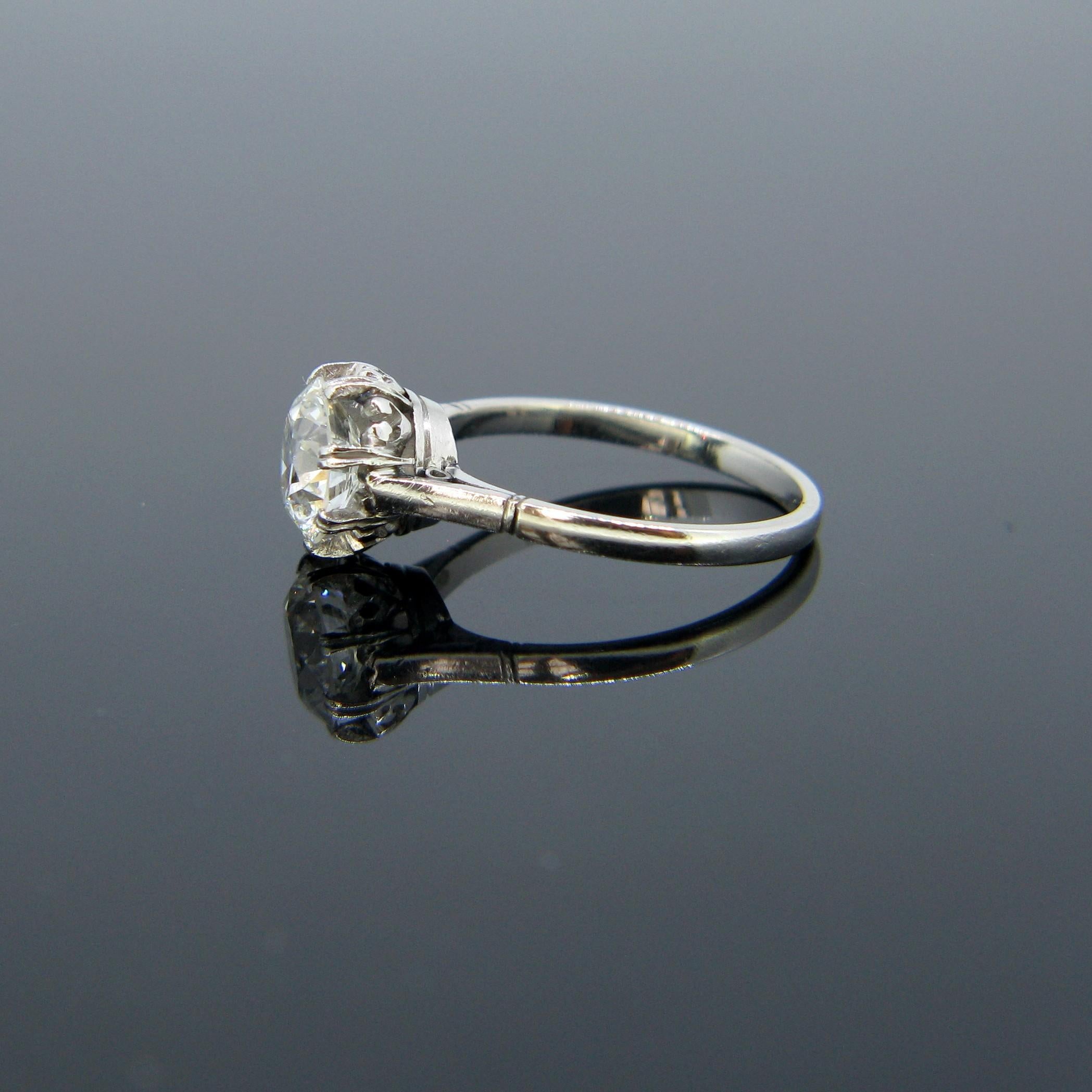 Women's or Men's Belle Époque Edwardian Solitaire Diamond Ring, Platinum