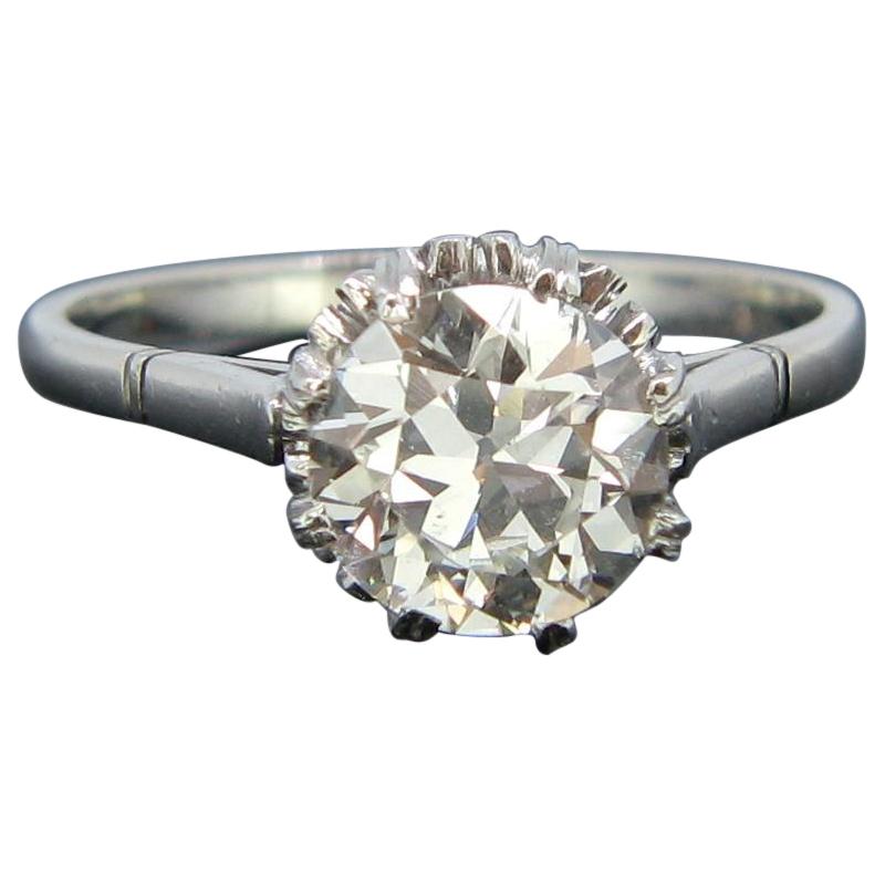 Belle Époque Edwardian Solitaire Diamond Ring, Platinum