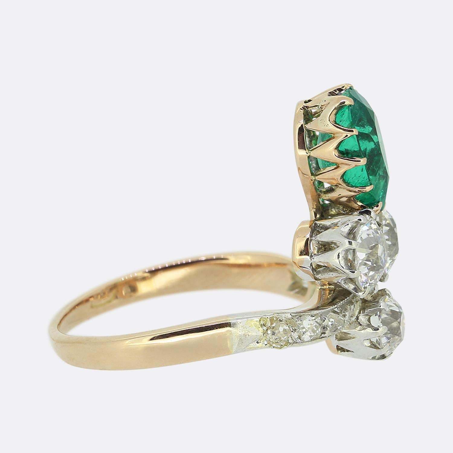 Pear Cut Belle Époque Emerald and Diamond Tiara Ring