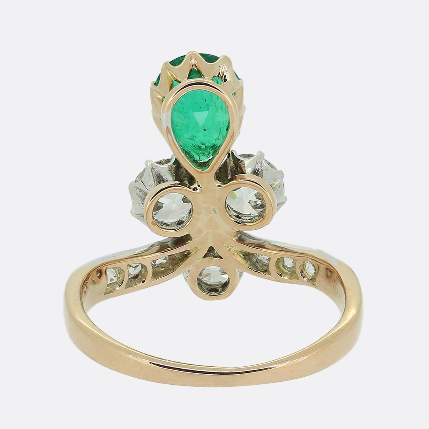 Belle Époque Emerald and Diamond Tiara Ring In Good Condition In London, GB