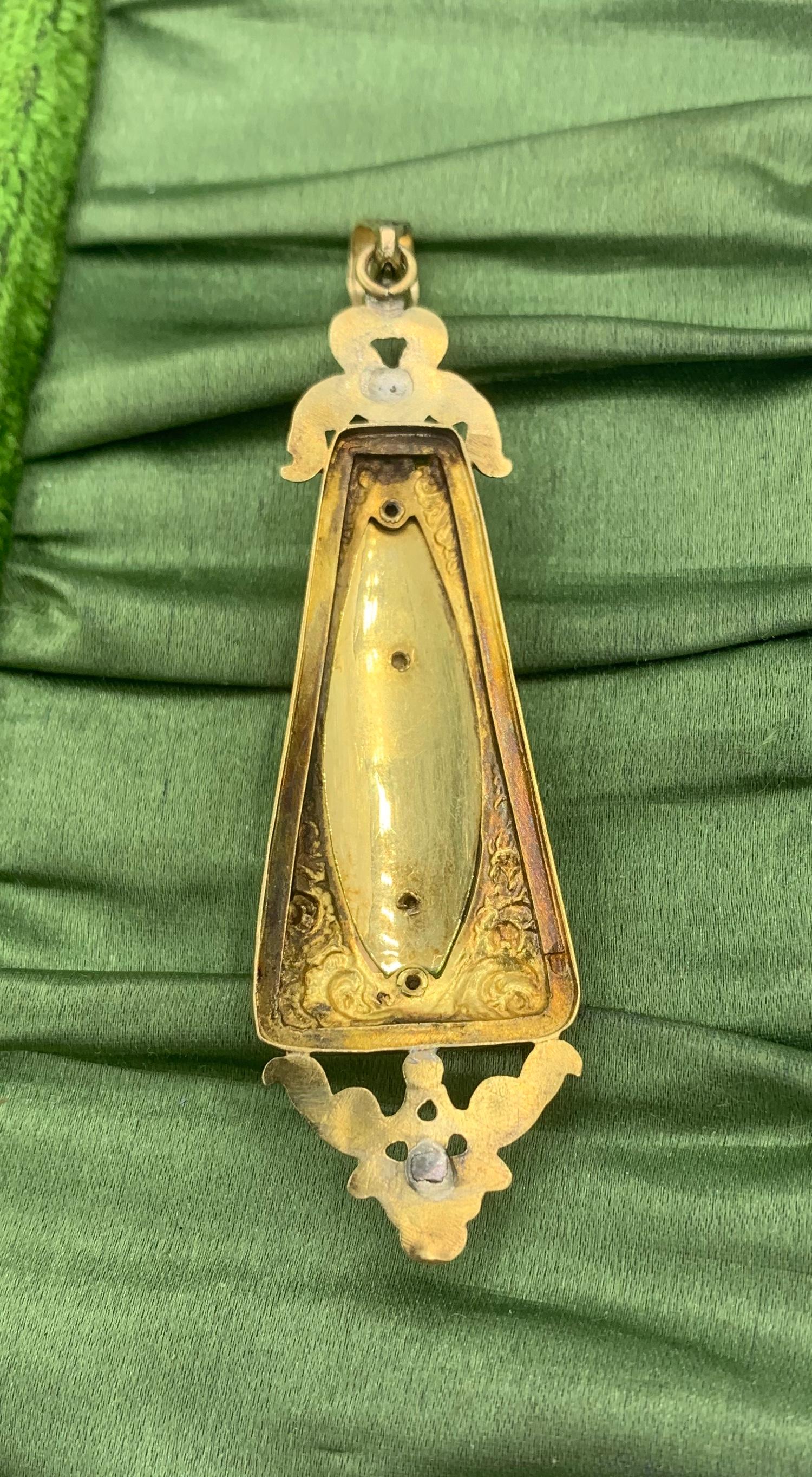 Collana con ciondolo a forma di fiore di smeraldo Belle Epoque Forget-Me-Not Smalto oro 14 carati in vendita 6