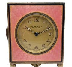 Belle Epoque Enamelled Silver Carriage / Pendulette Quarter Repeater Clock