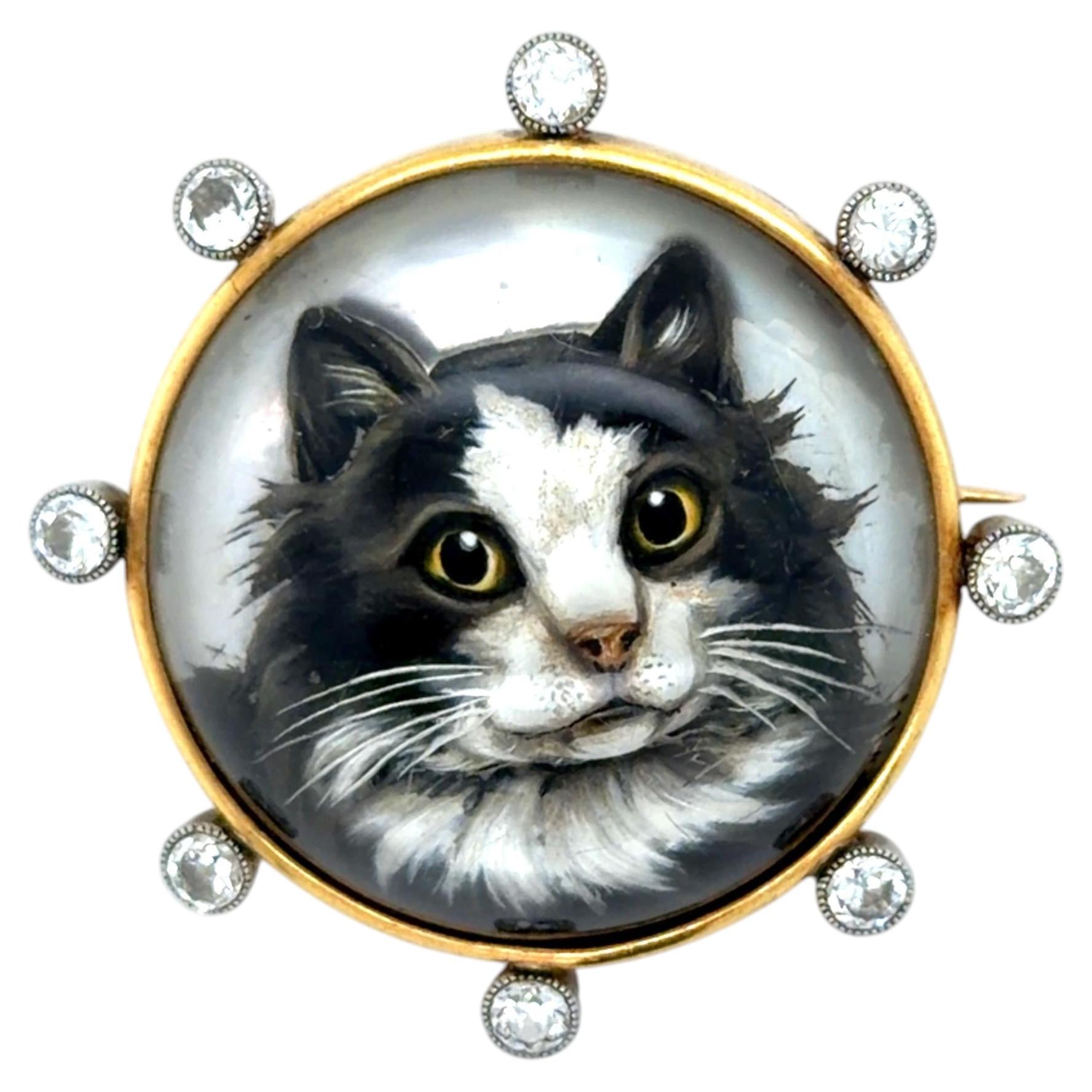 Belle Epoque Essex Crystal and Diamond Cat Brooch